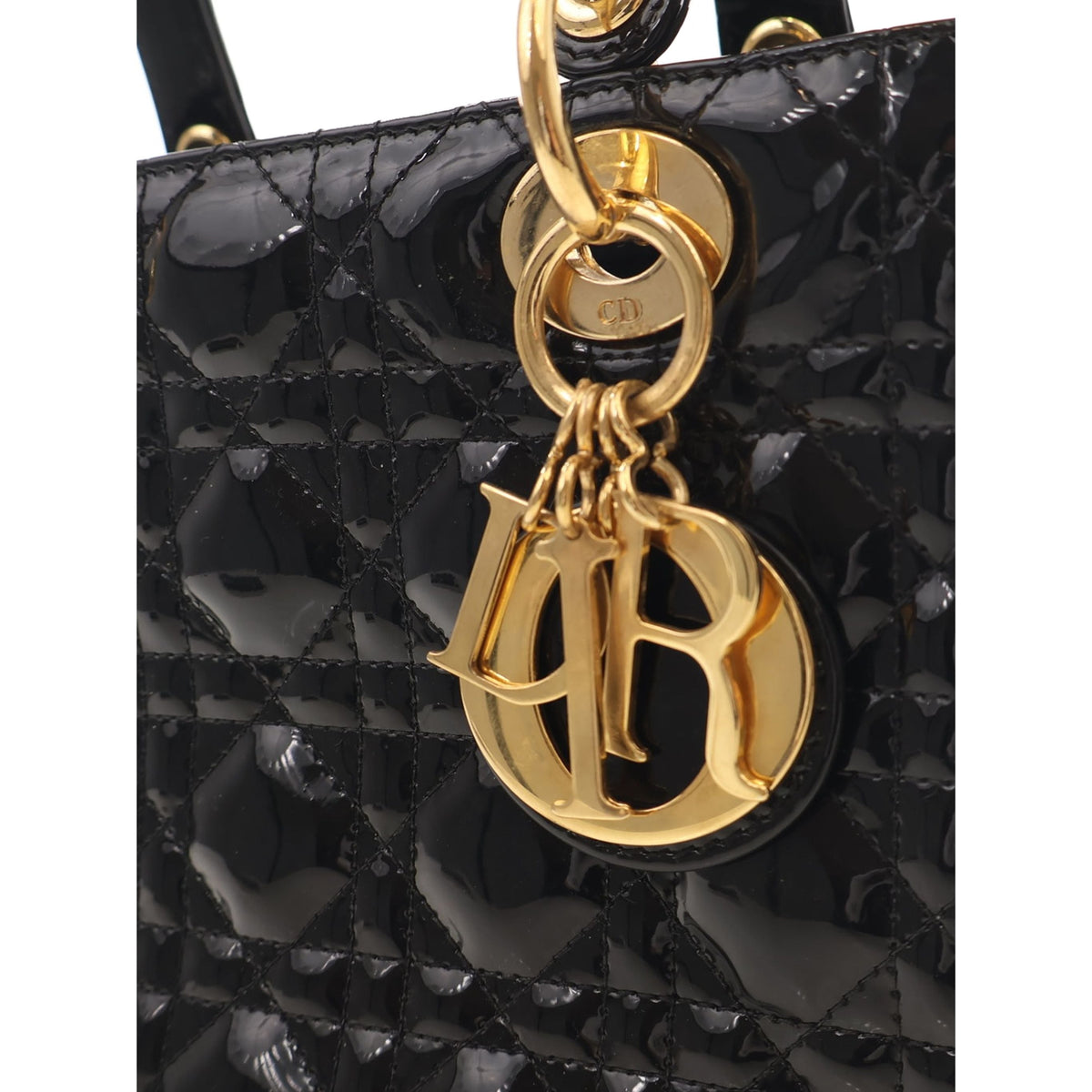 Dior Medium Patent Cannage Lady Dior — Black
