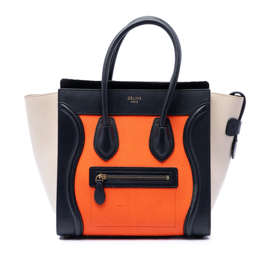 Celine Micro Tricolor Leather Luggage Tote