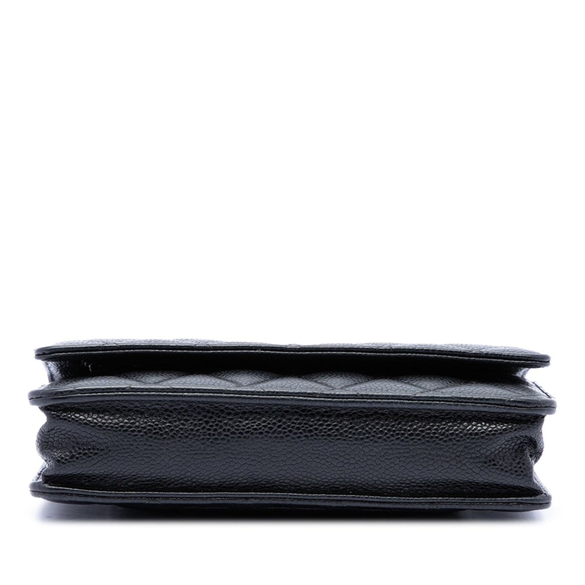 Chanel CC Quilted Caviar Wallet on Chain — Black
