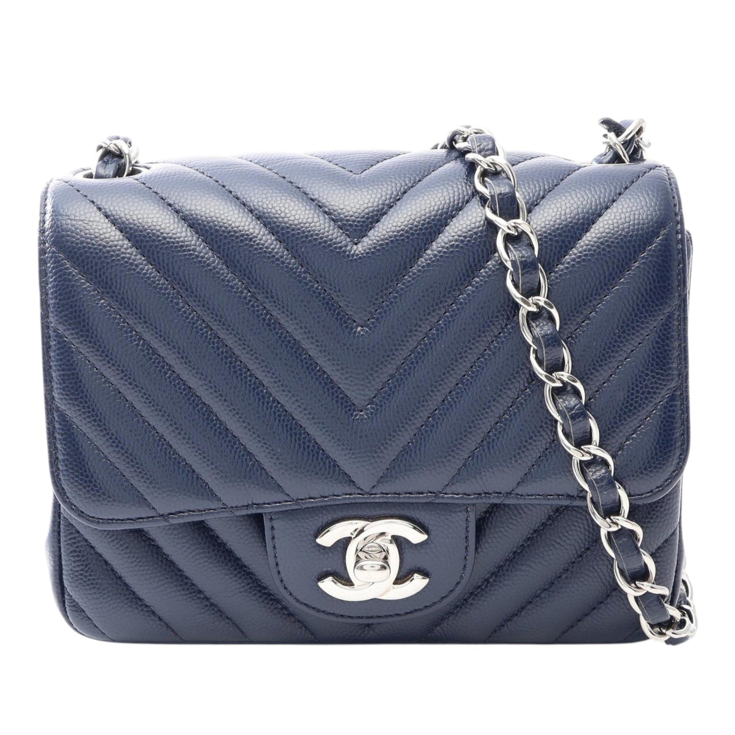 Chanel Mini Square Classic Chevron Caviar Single Flap