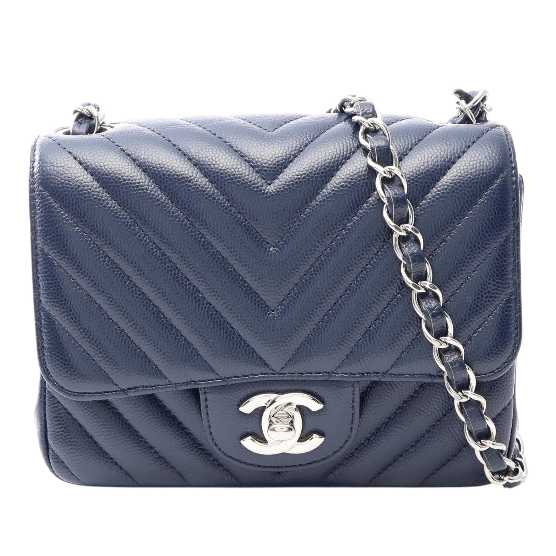 Chanel Mini Square Classic Chevron Caviar Single Flap