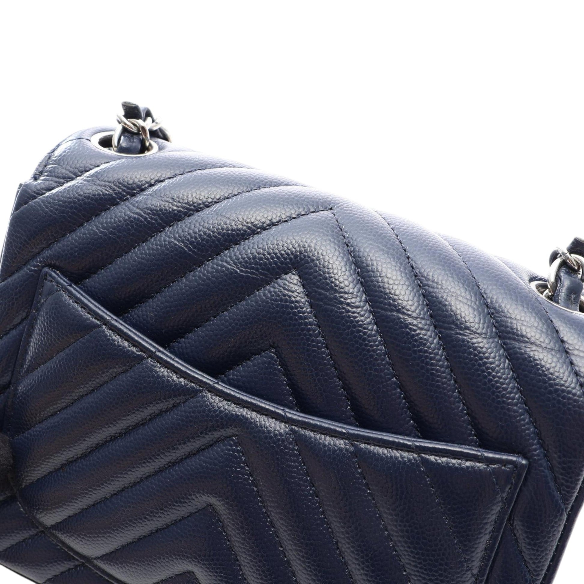 Chanel Mini Square Classic Chevron Caviar Single Flap