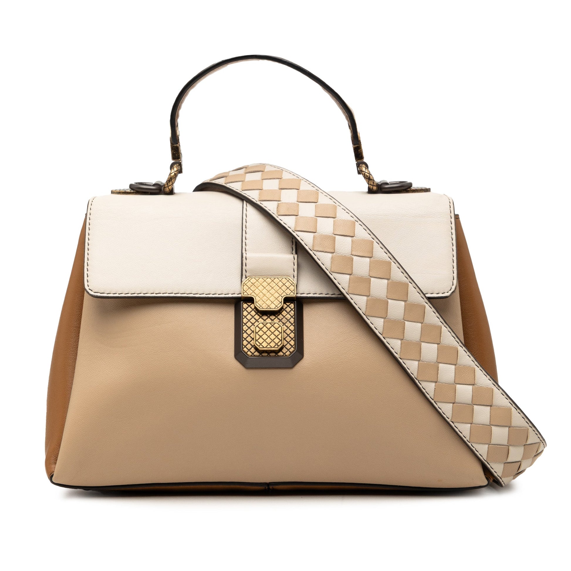 Bottega Veneta Small Tricolor Nappa Piazza Top Handle Satchel