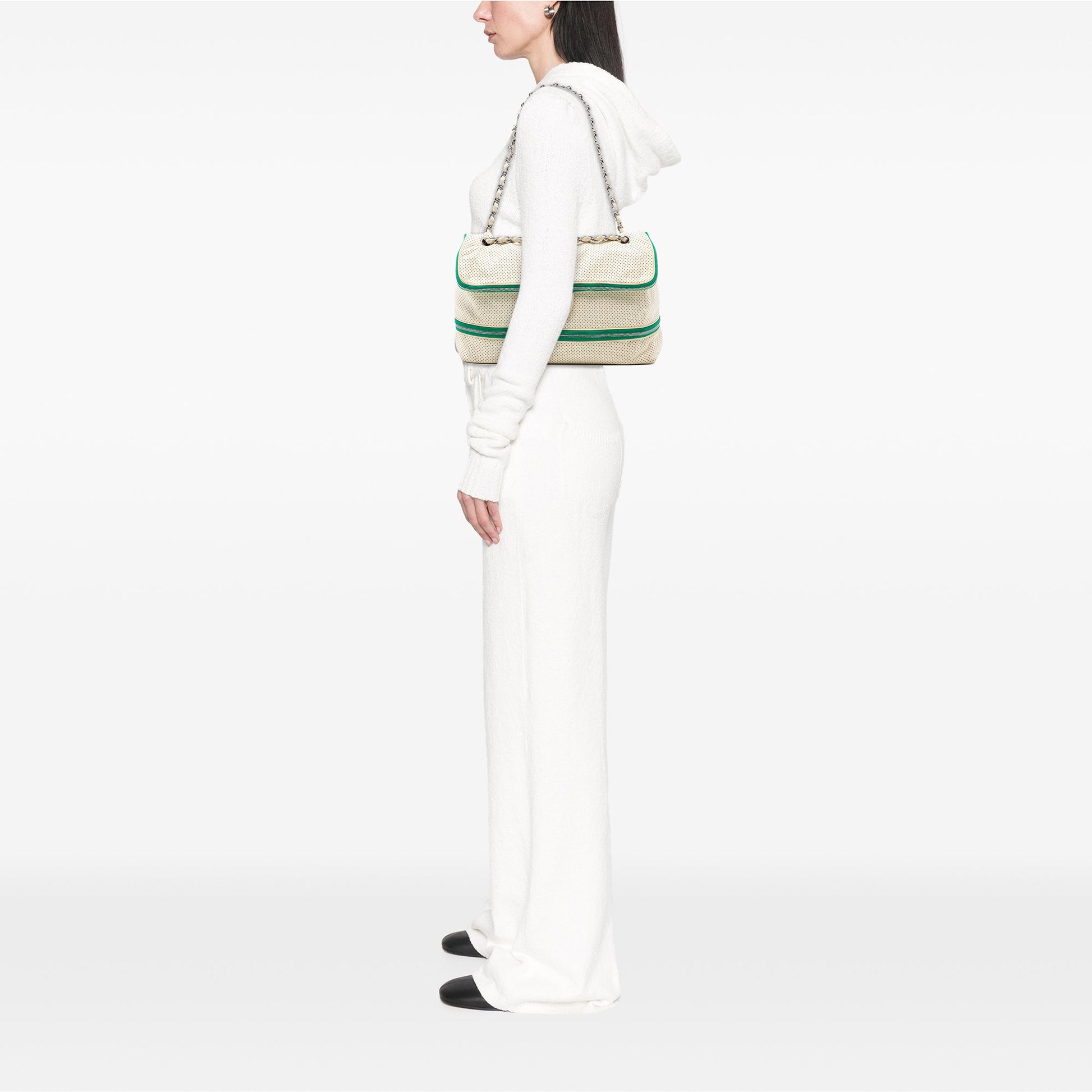 Chanel Perforated Calfskin Expandable Shoulder Bag
