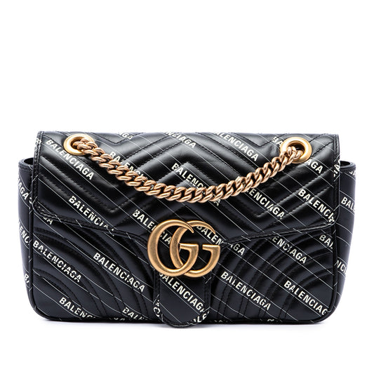 Gucci Balenciaga The Hacker Project Medium GG Marmont Matelasse Leather Shoulder Bag — Black
