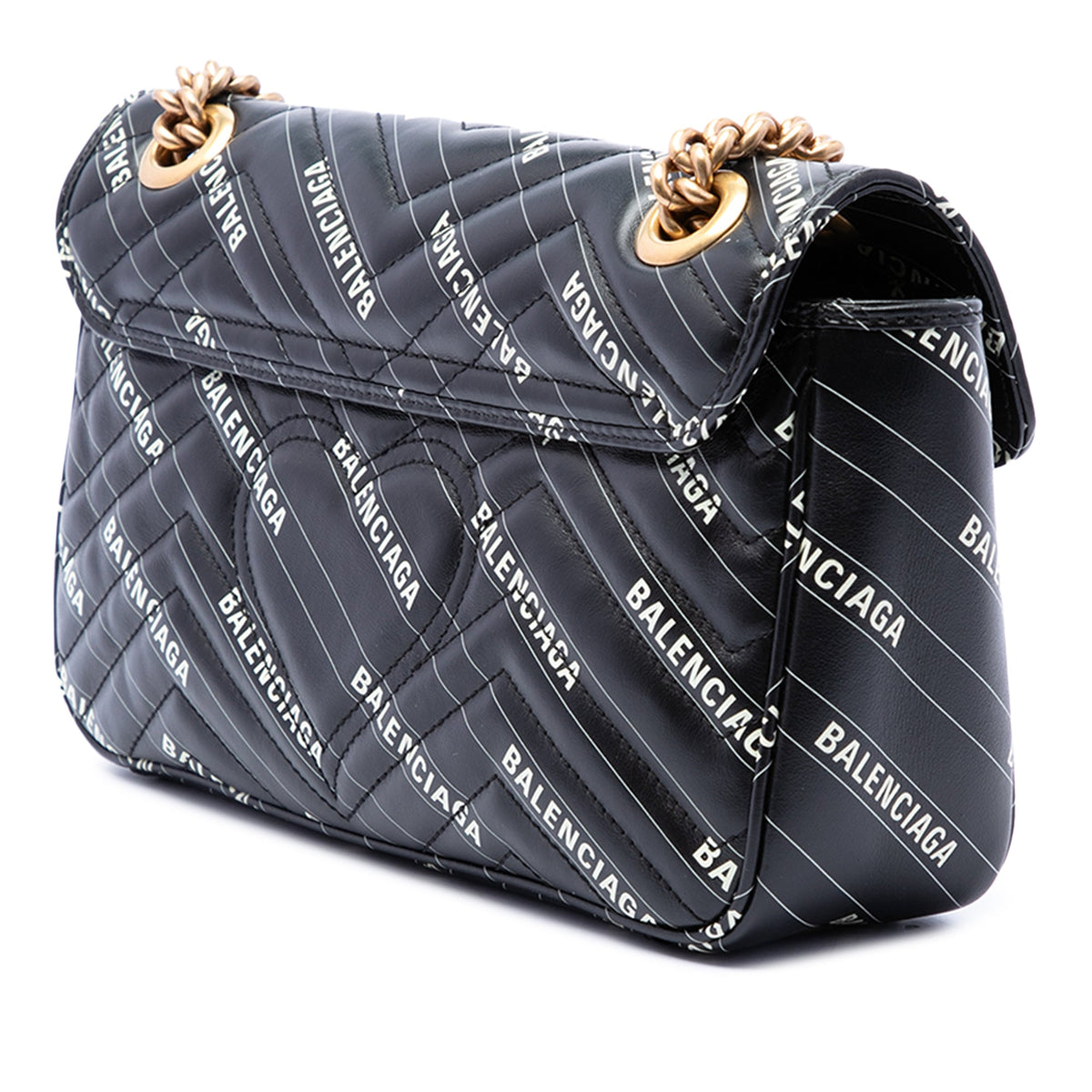 Gucci Balenciaga The Hacker Project Medium GG Marmont Matelasse Leather Shoulder Bag — Black