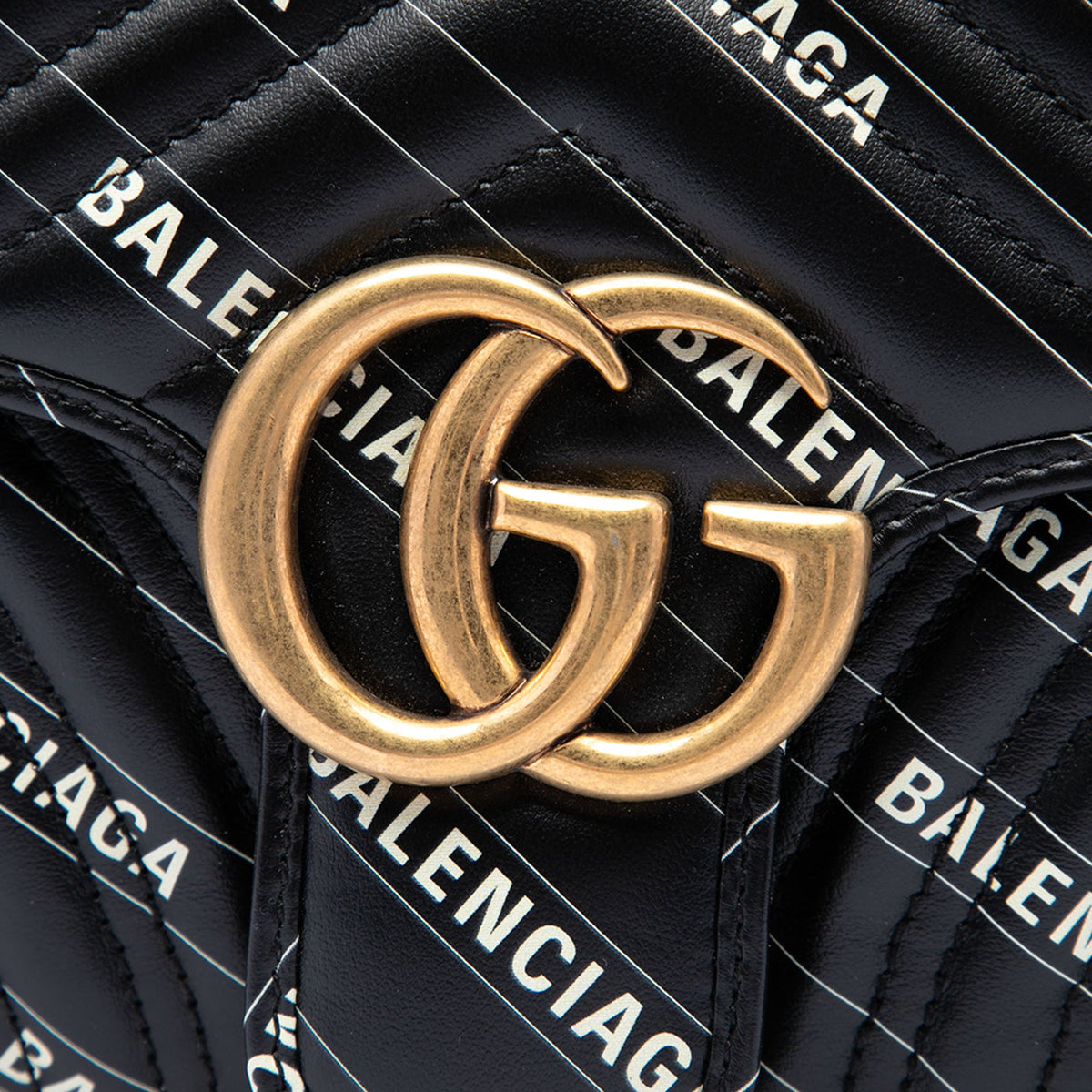 Gucci Balenciaga The Hacker Project Medium GG Marmont Matelasse Leather Shoulder Bag — Black