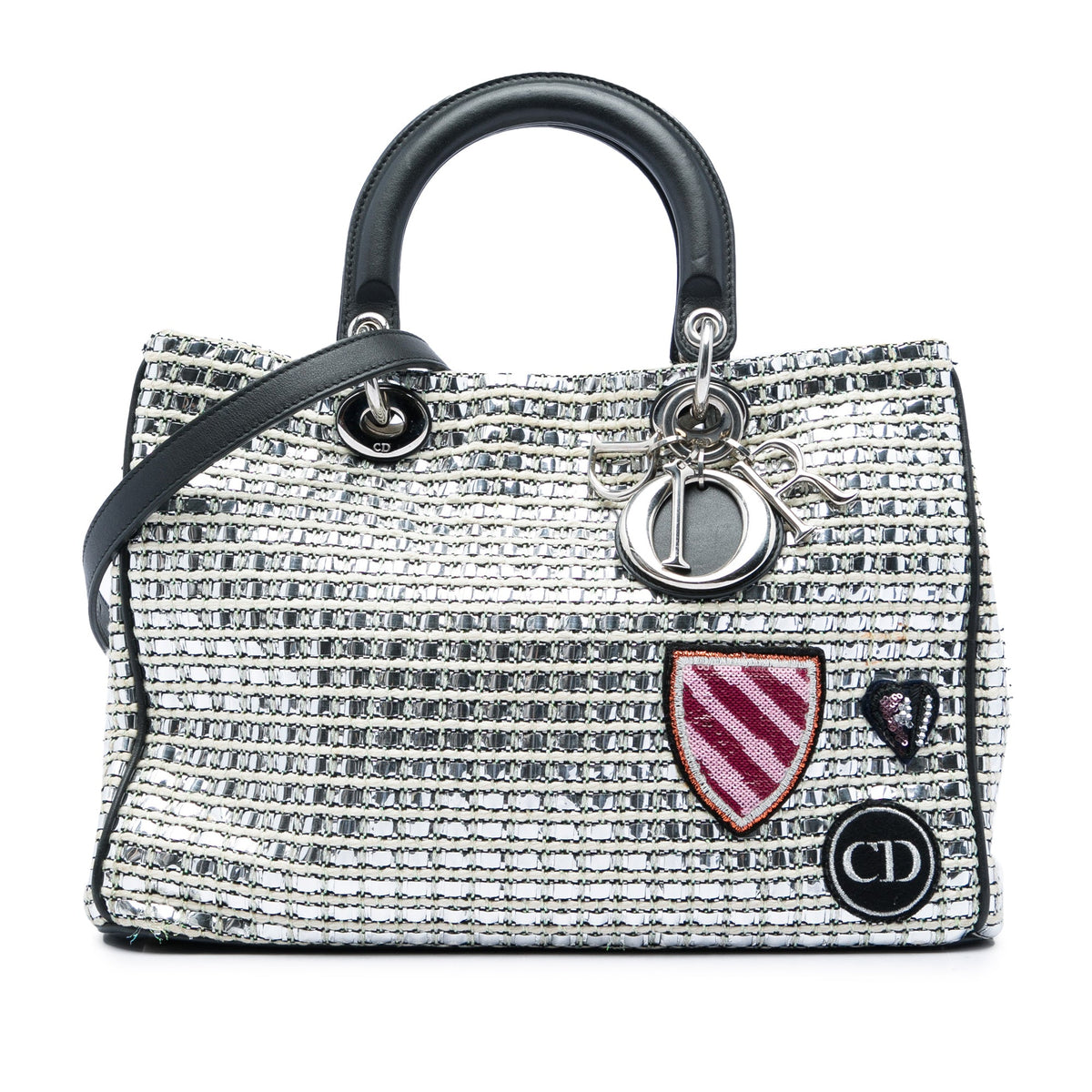 Dior Medium Metallic Tweed Patch Diorissimo Satchel