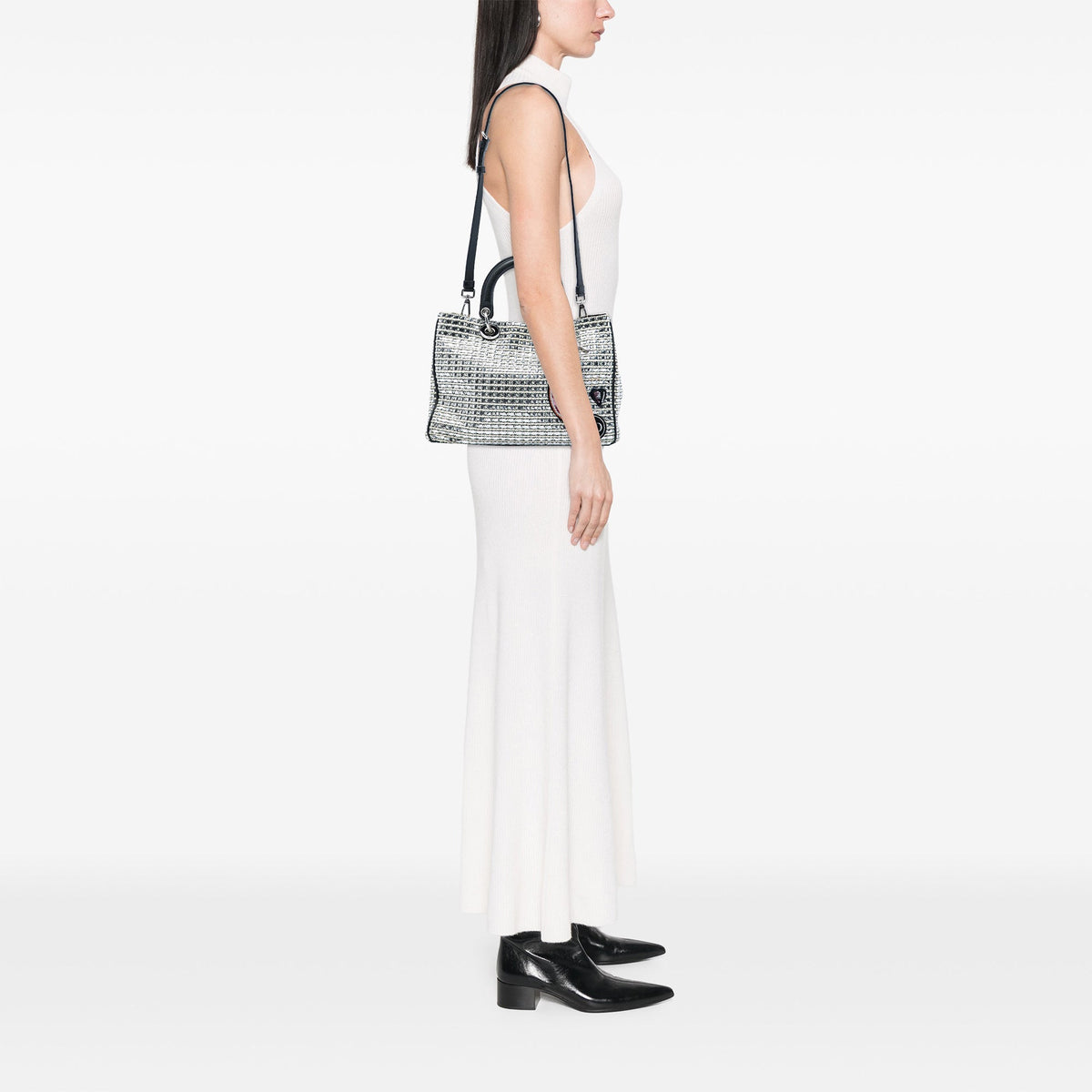 Dior Medium Metallic Tweed Patch Diorissimo Satchel