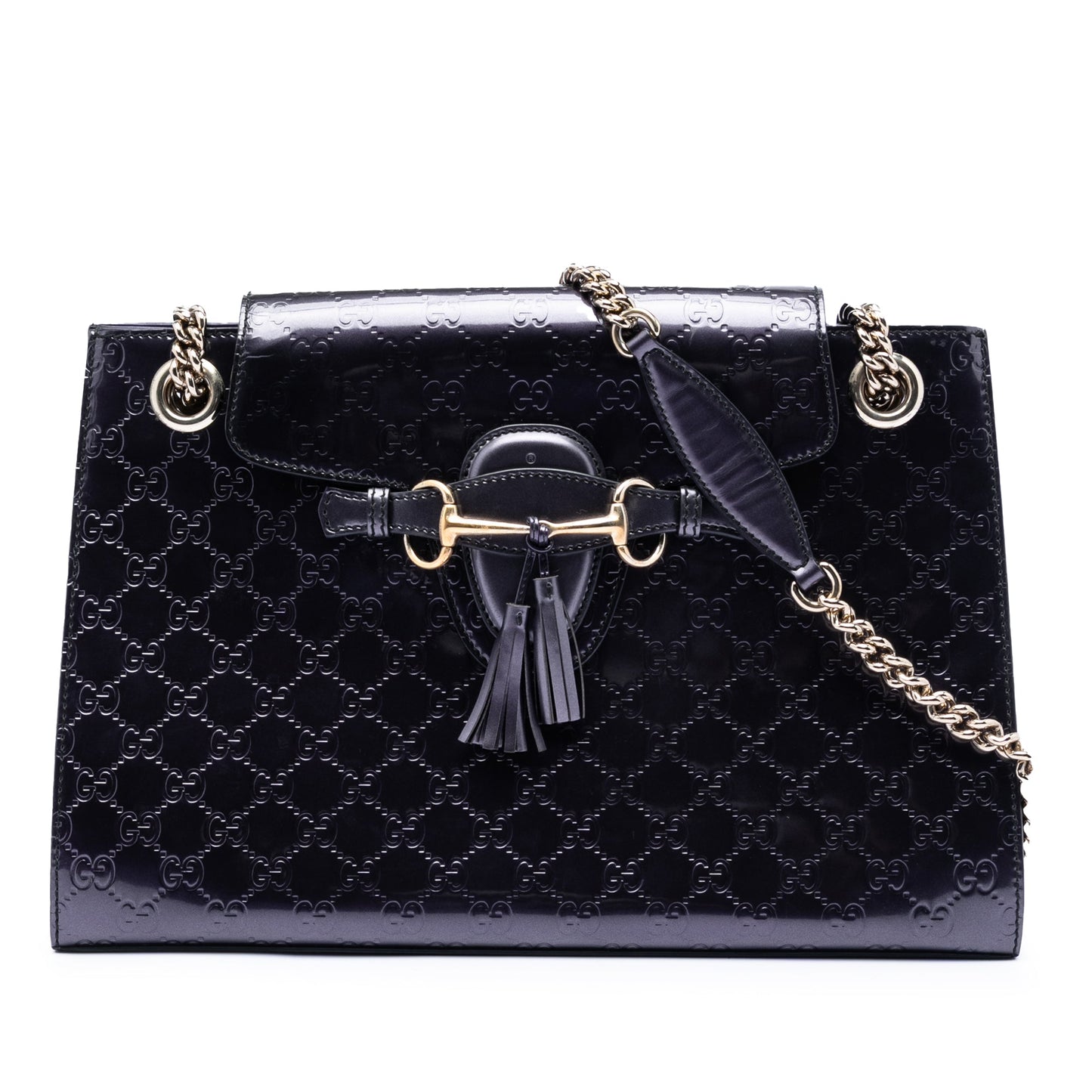 Large Patent Guccissima Emily Shoulder Bag