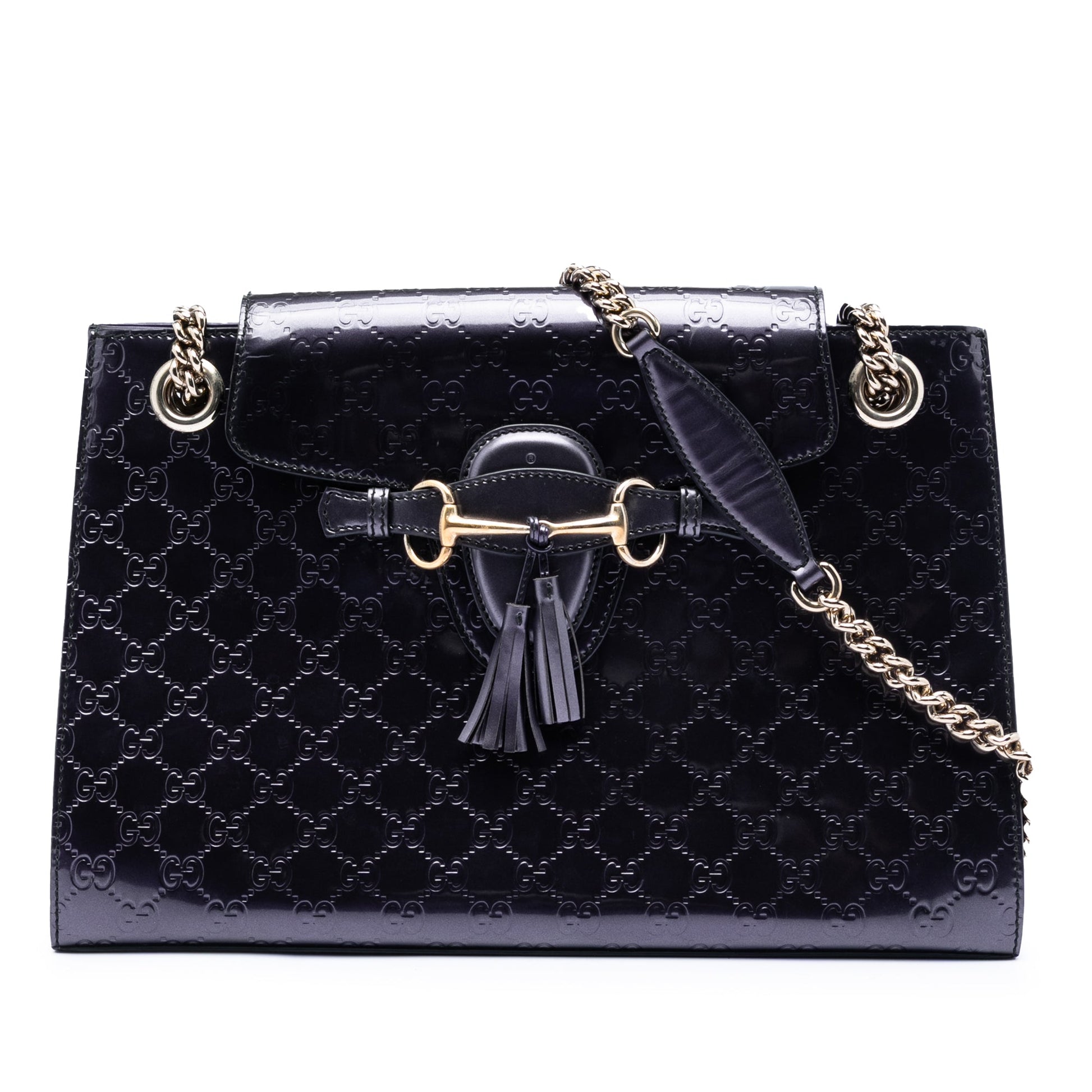 Large Patent Guccissima Emily Shoulder Bag