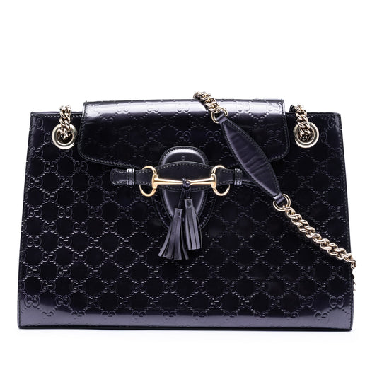 Large Patent Guccissima Emily Shoulder Bag