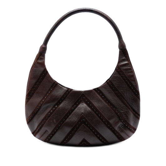Ferragamo Chevron Calfskin and Studded Suede Hobo