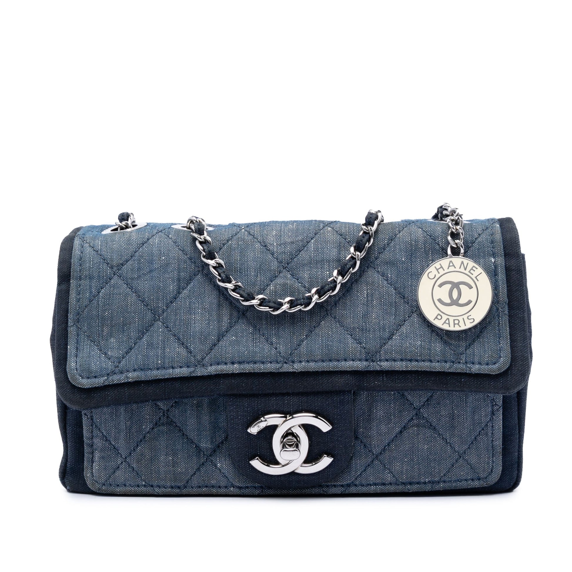 Chanel Small Bicolor Quilted Denim Medallion Flap