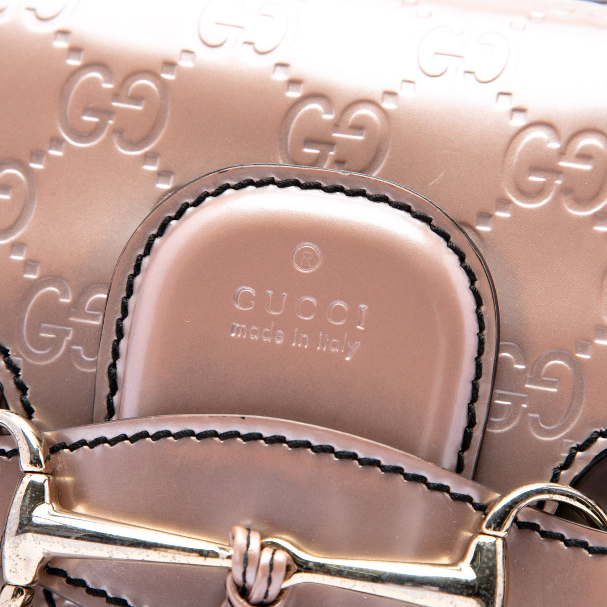 Gucci Medium Guccissima Patent Emily Shoulder Bag — Pink