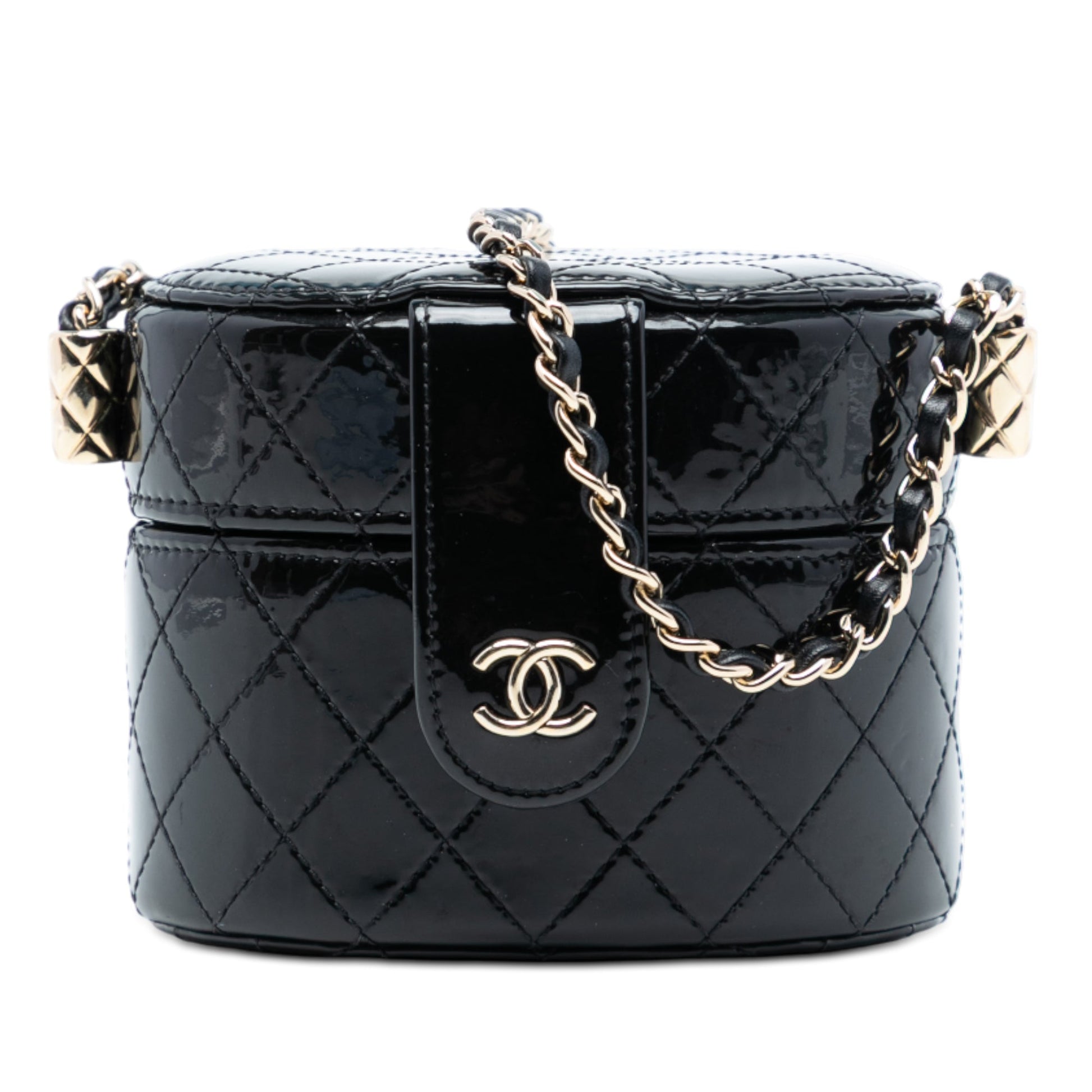 Chanel CC Quilted Patent Vanity Case with Chain