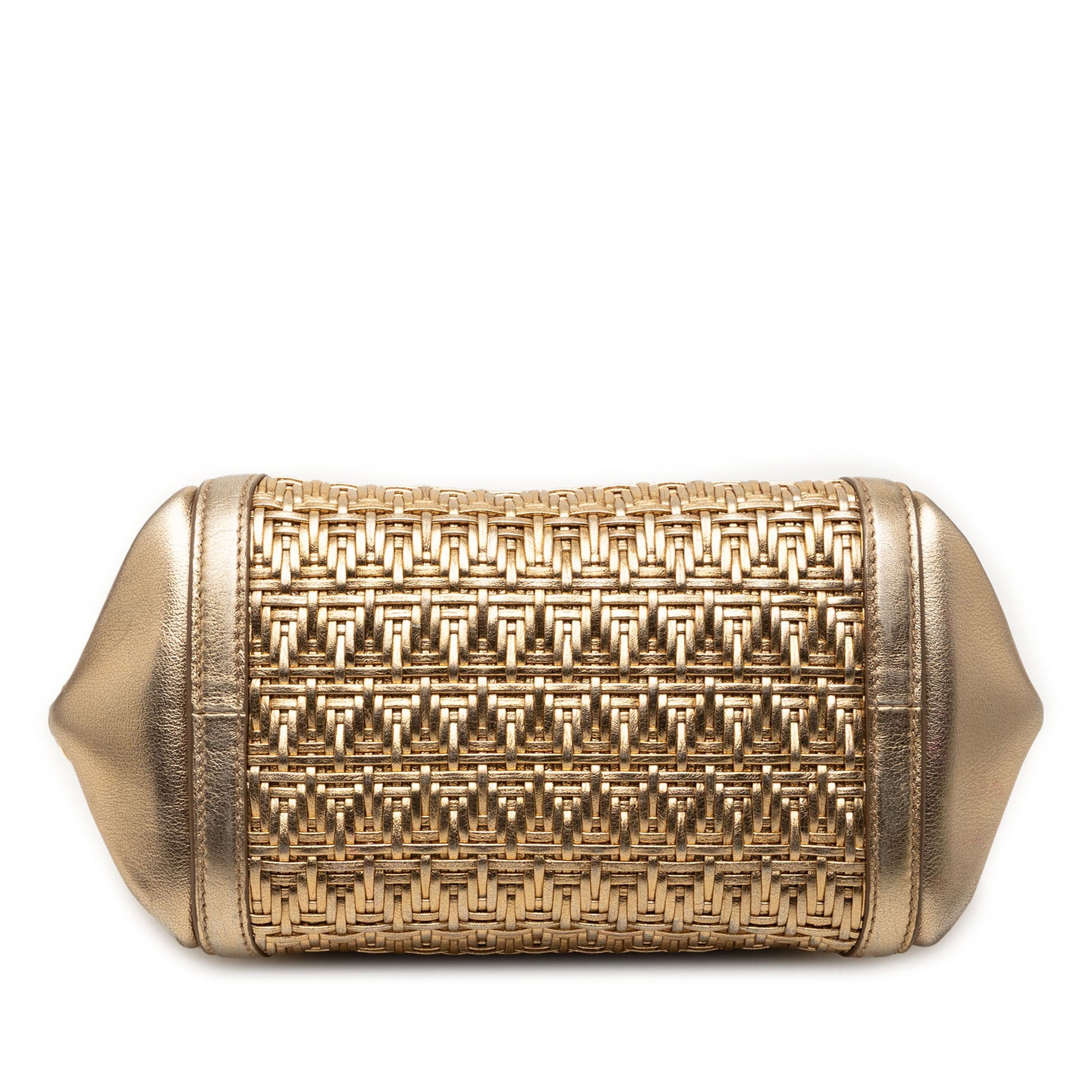 Mini Metallic Woven Leather Gancini Sofia Satchel