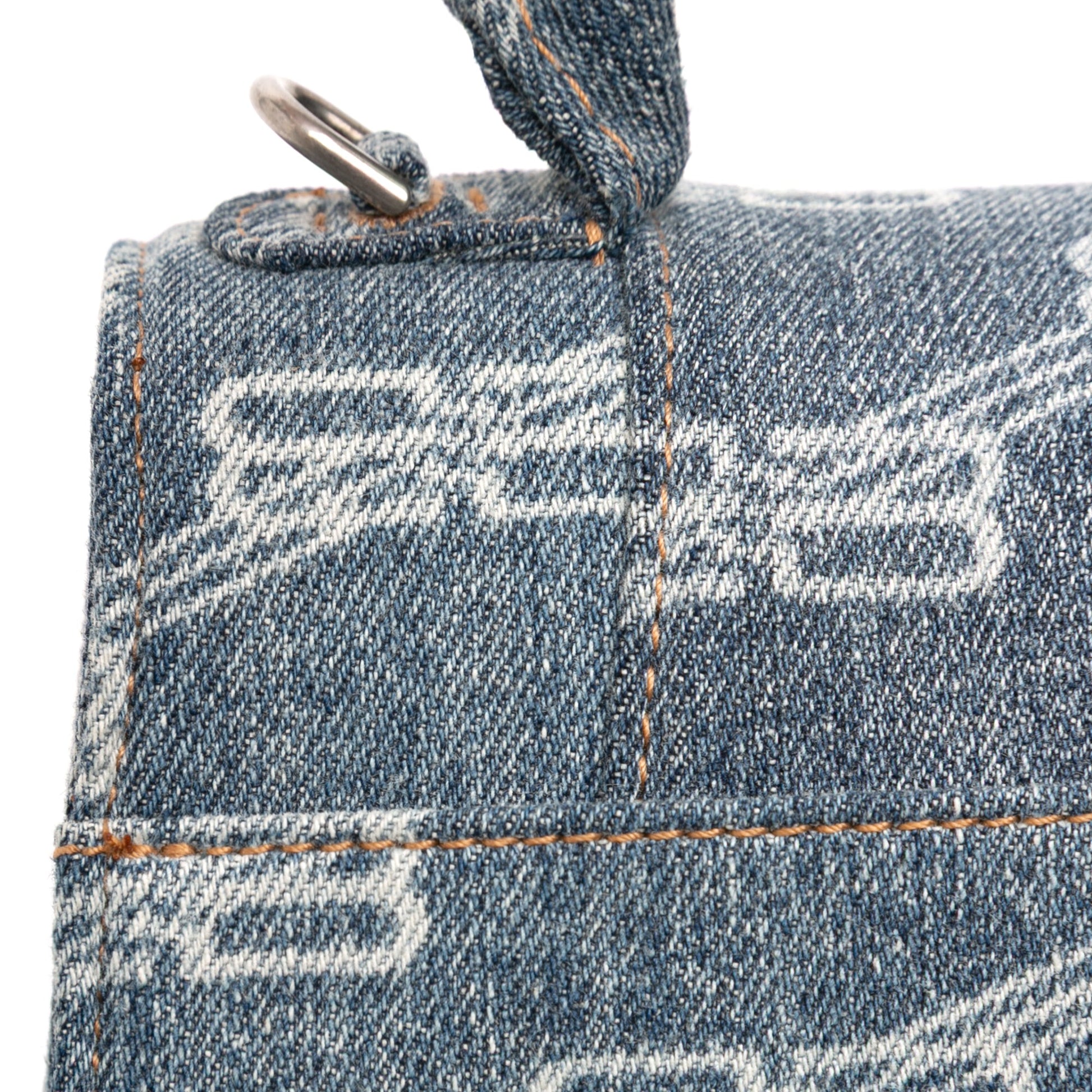 Balenciaga Small BB Monogram Denim Hourglass Top Handle Bag