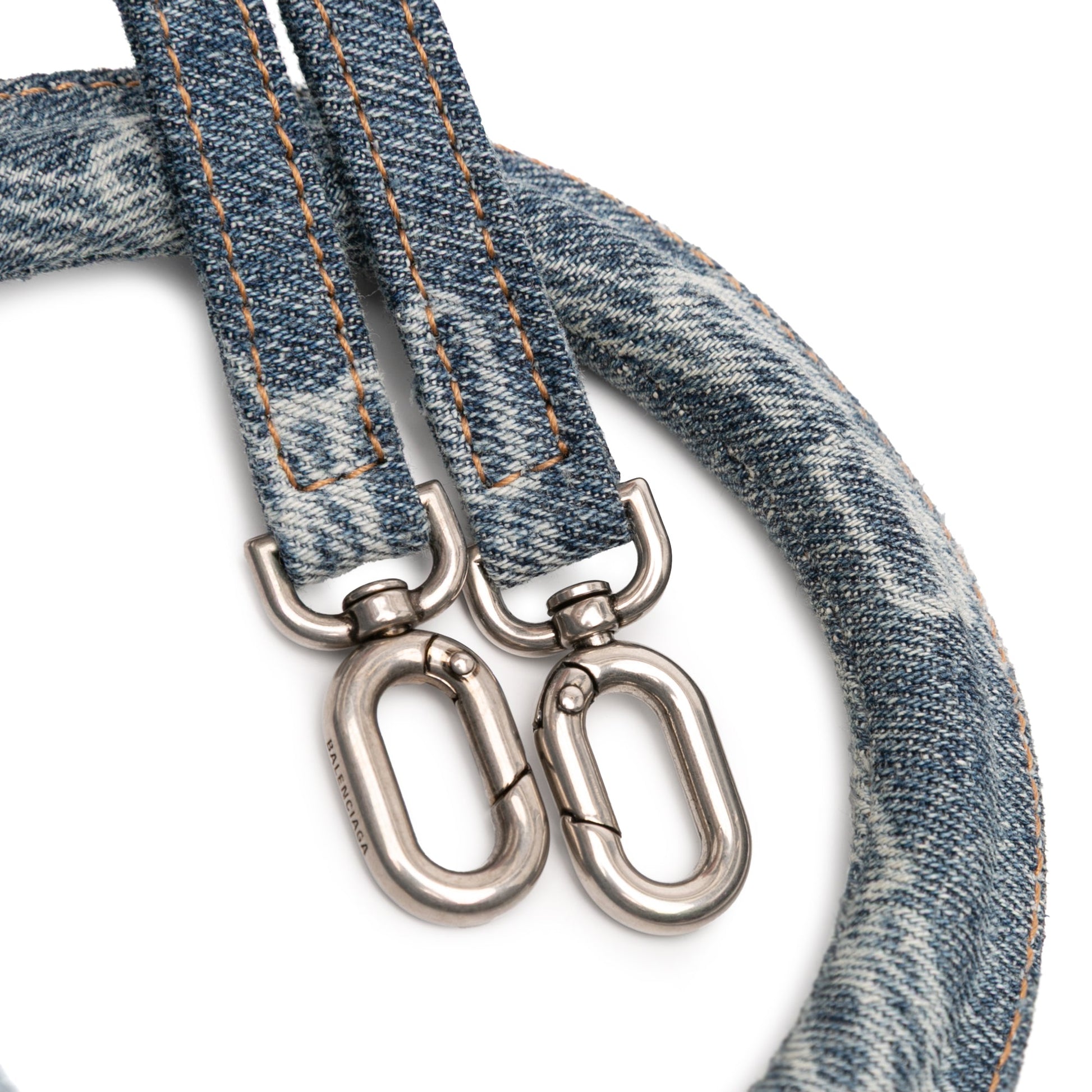 Balenciaga Small BB Monogram Denim Hourglass Top Handle Bag