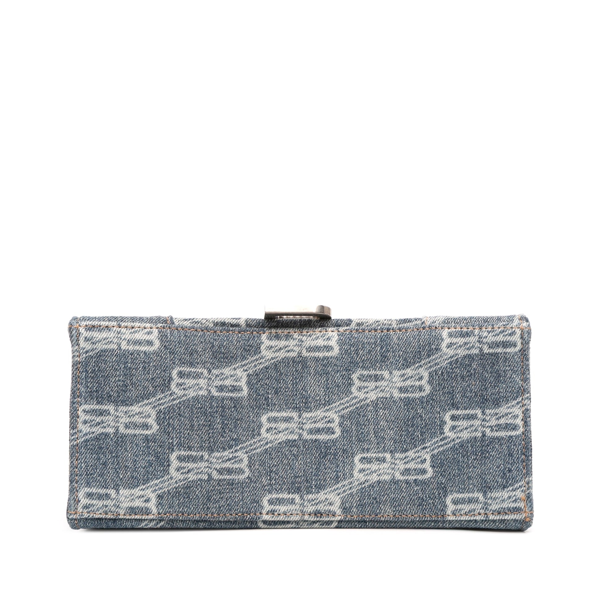 Balenciaga Small BB Monogram Denim Hourglass Top Handle Bag