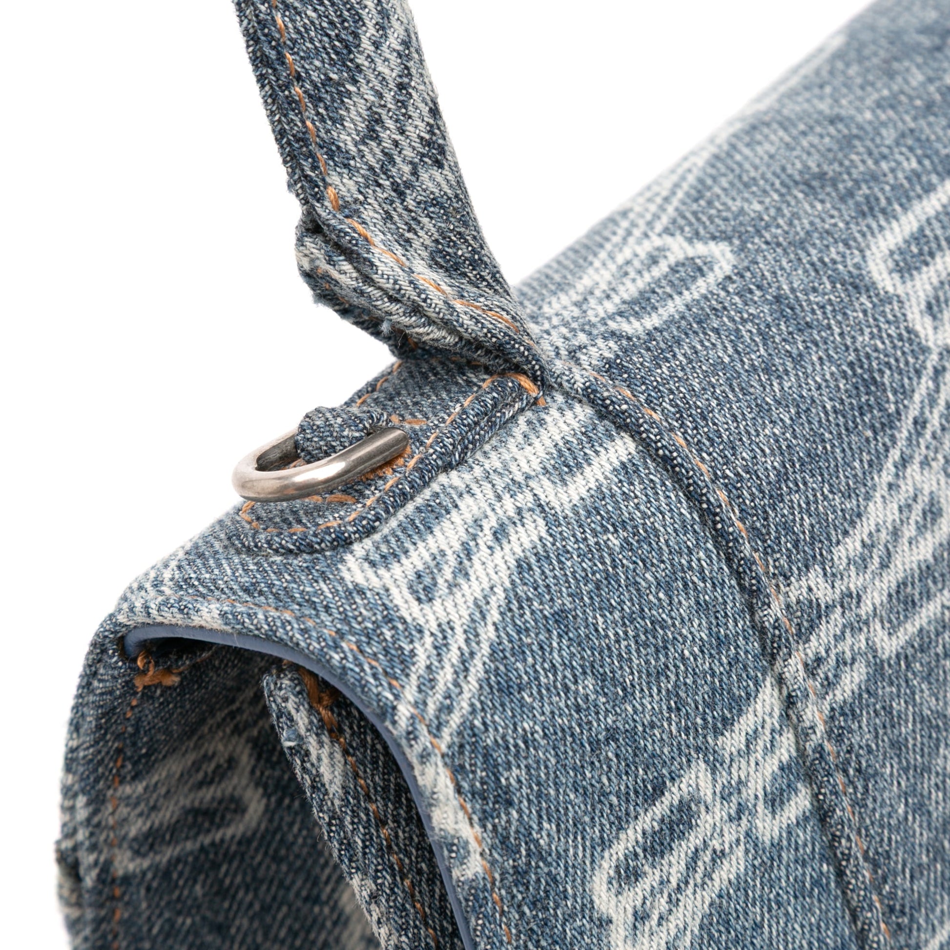 Balenciaga Small BB Monogram Denim Hourglass Top Handle Bag