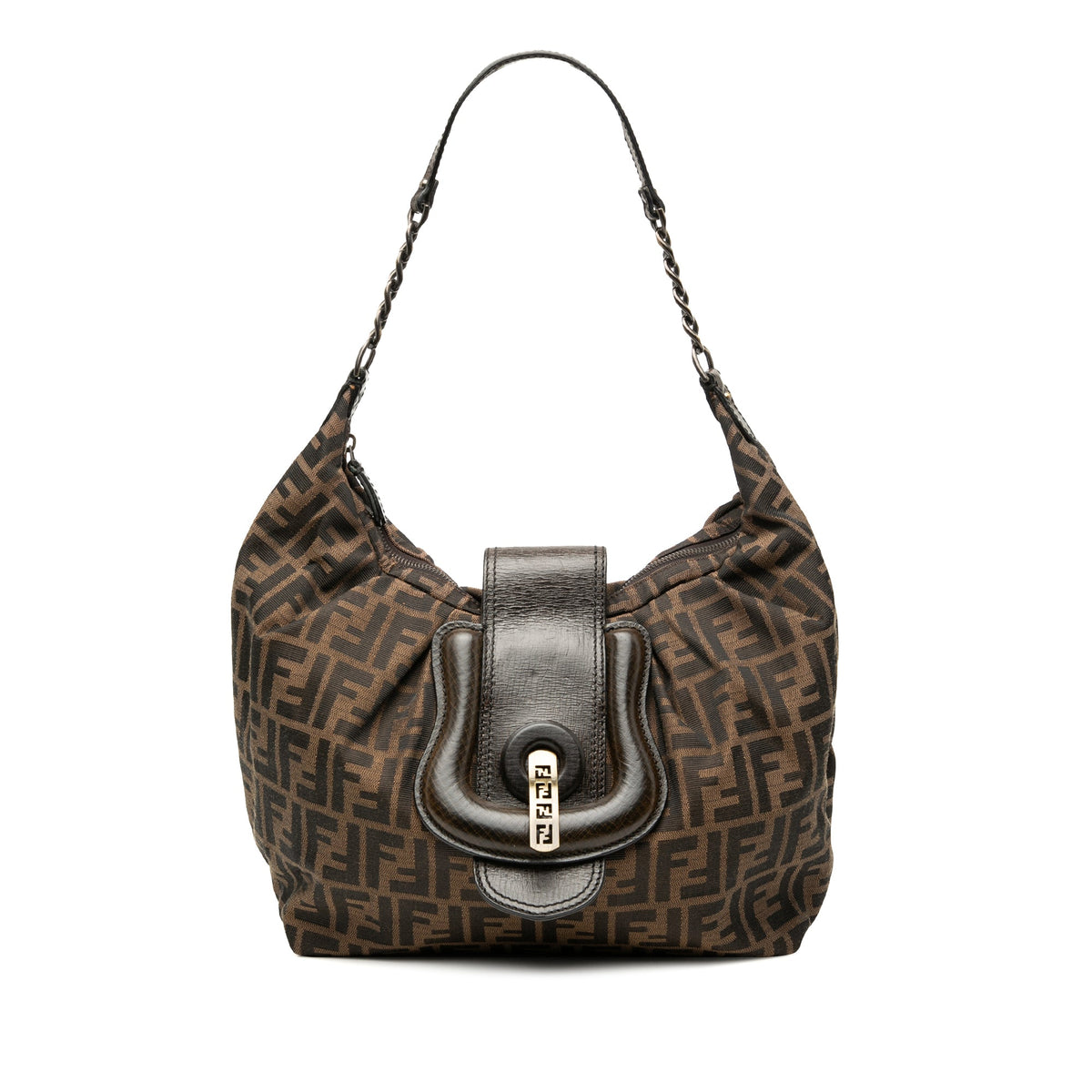 Fendi Zucca Canvas Borsa B Hobo — Brown