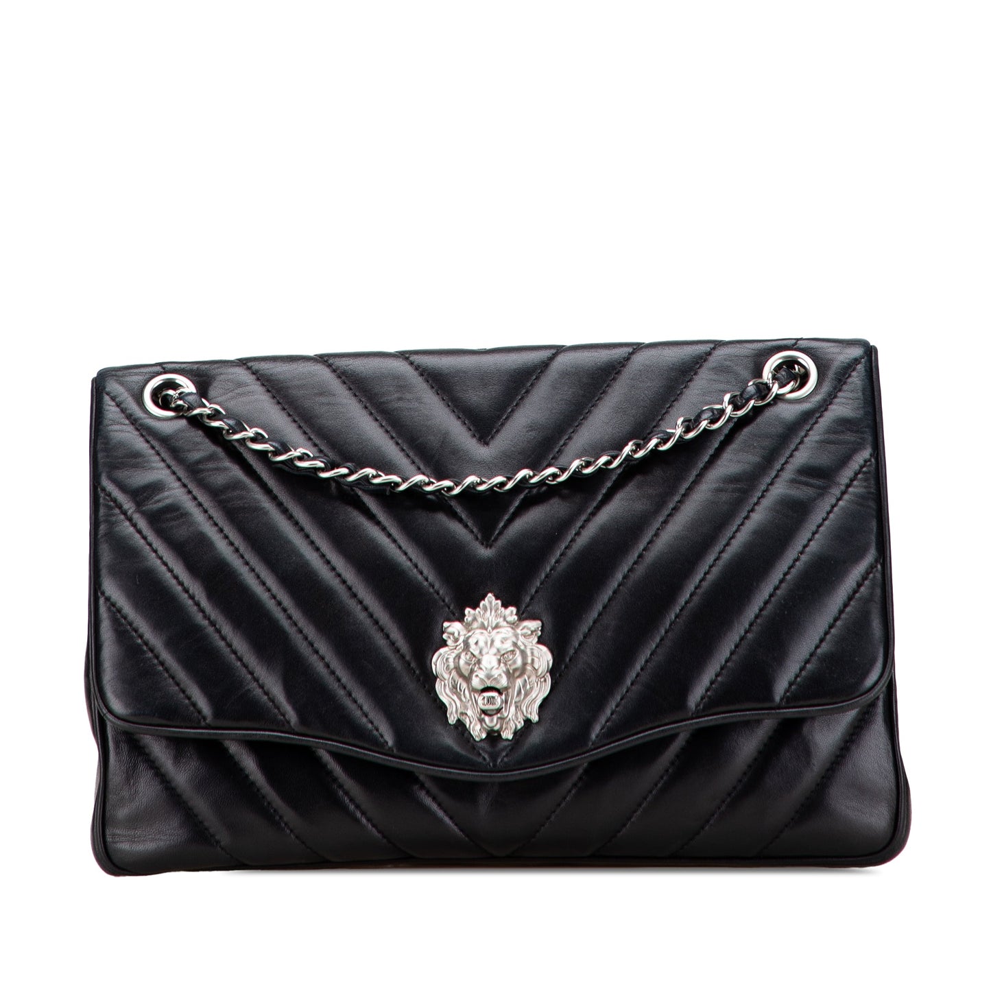 Chanel Jumbo Chevron Lambskin Leo Lion Flap