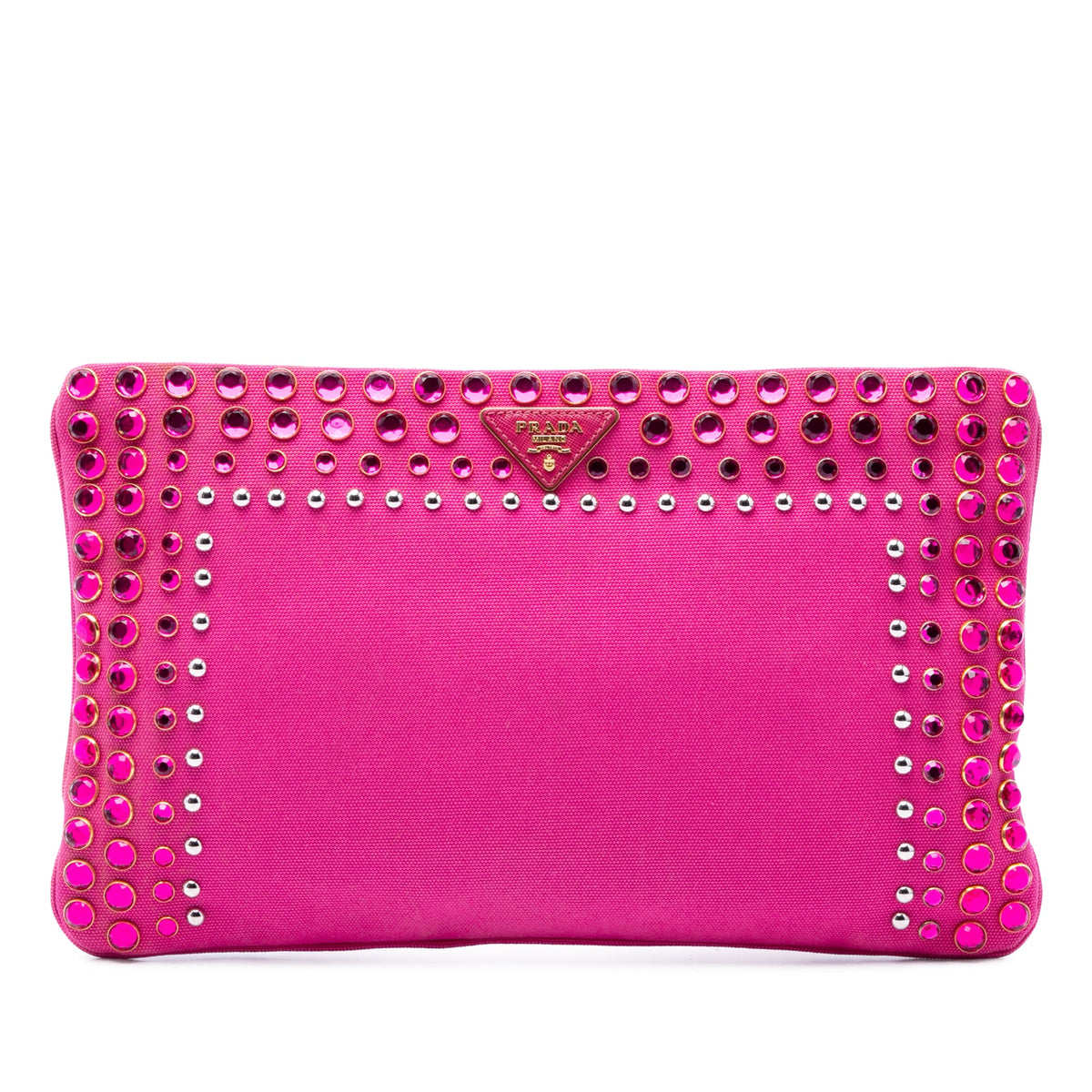 Prada Canvas Canapa Bijoux Clutch — Pink