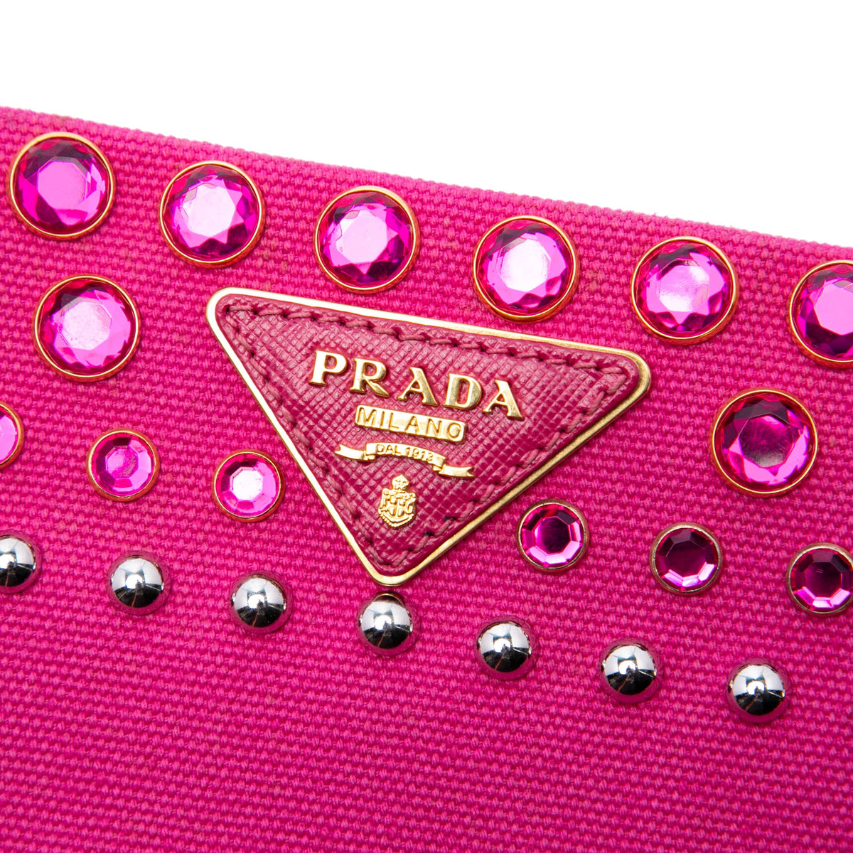 Prada Canvas Canapa Bijoux Clutch — Pink