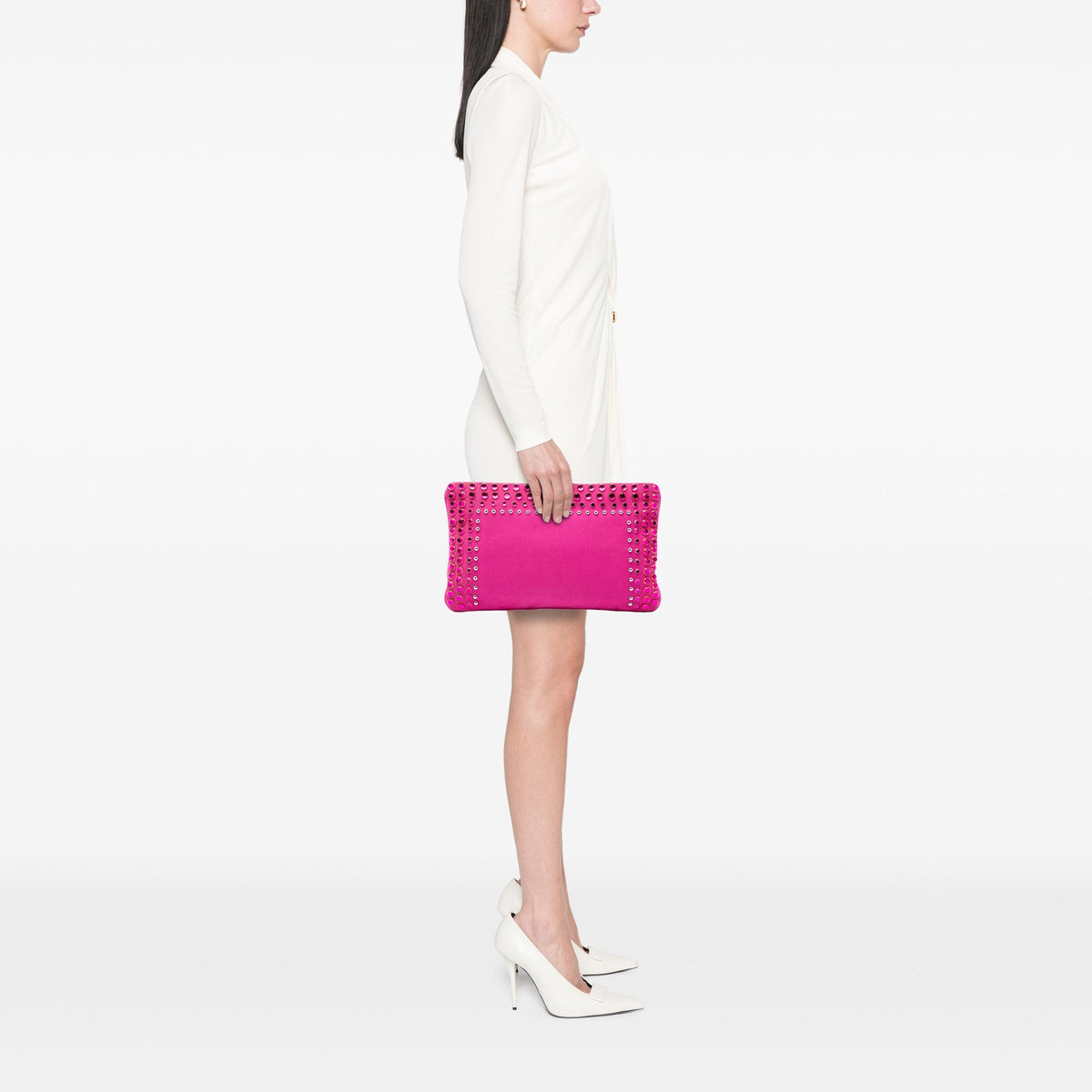 Prada Canvas Canapa Bijoux Clutch — Pink