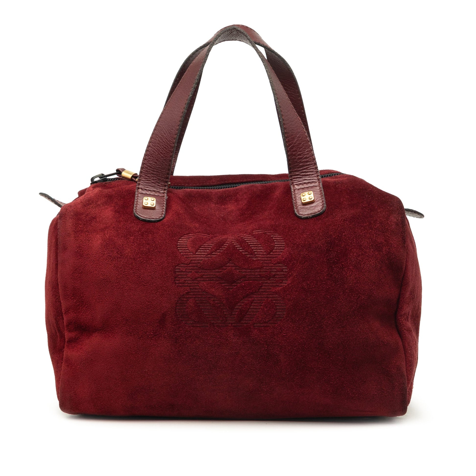 LOEWE Suede Anagram Boston Bag