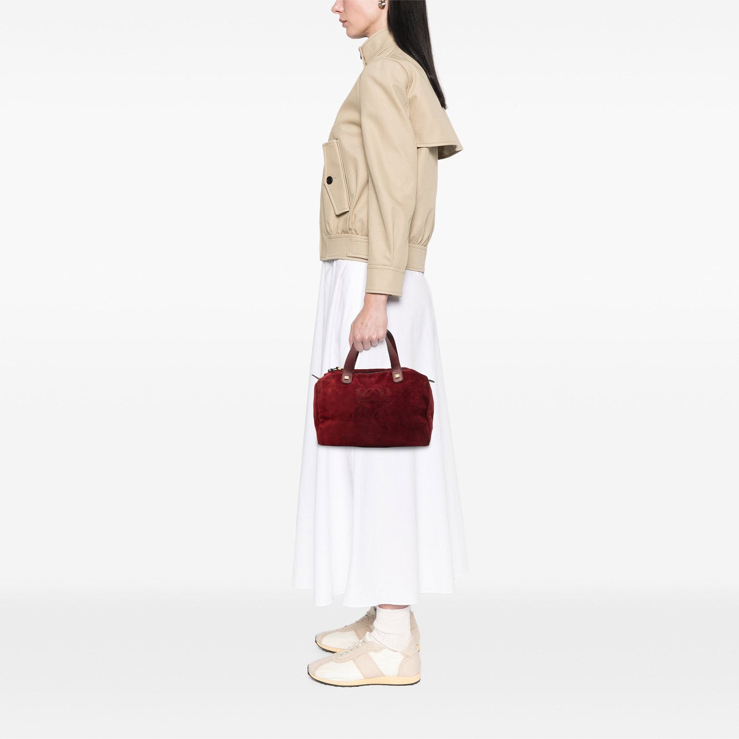 LOEWE Suede Anagram Boston Bag