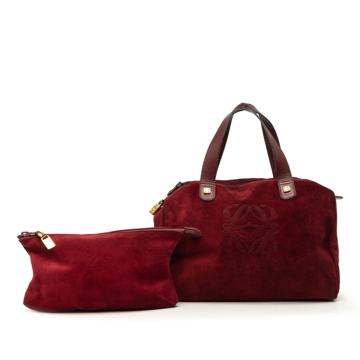 LOEWE Suede Anagram Boston Bag