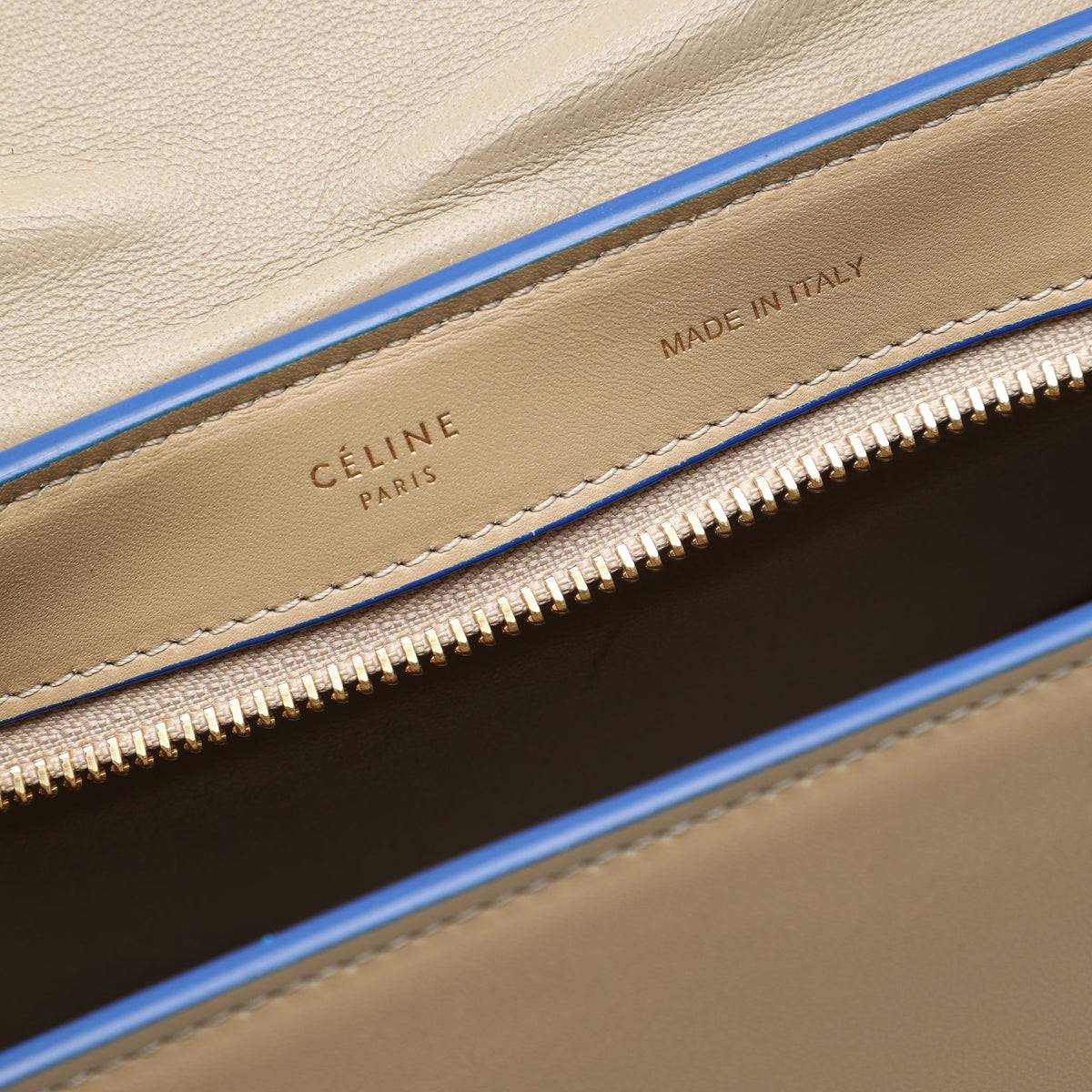 Celine Small Bicolor Leather Trapeze Satchel