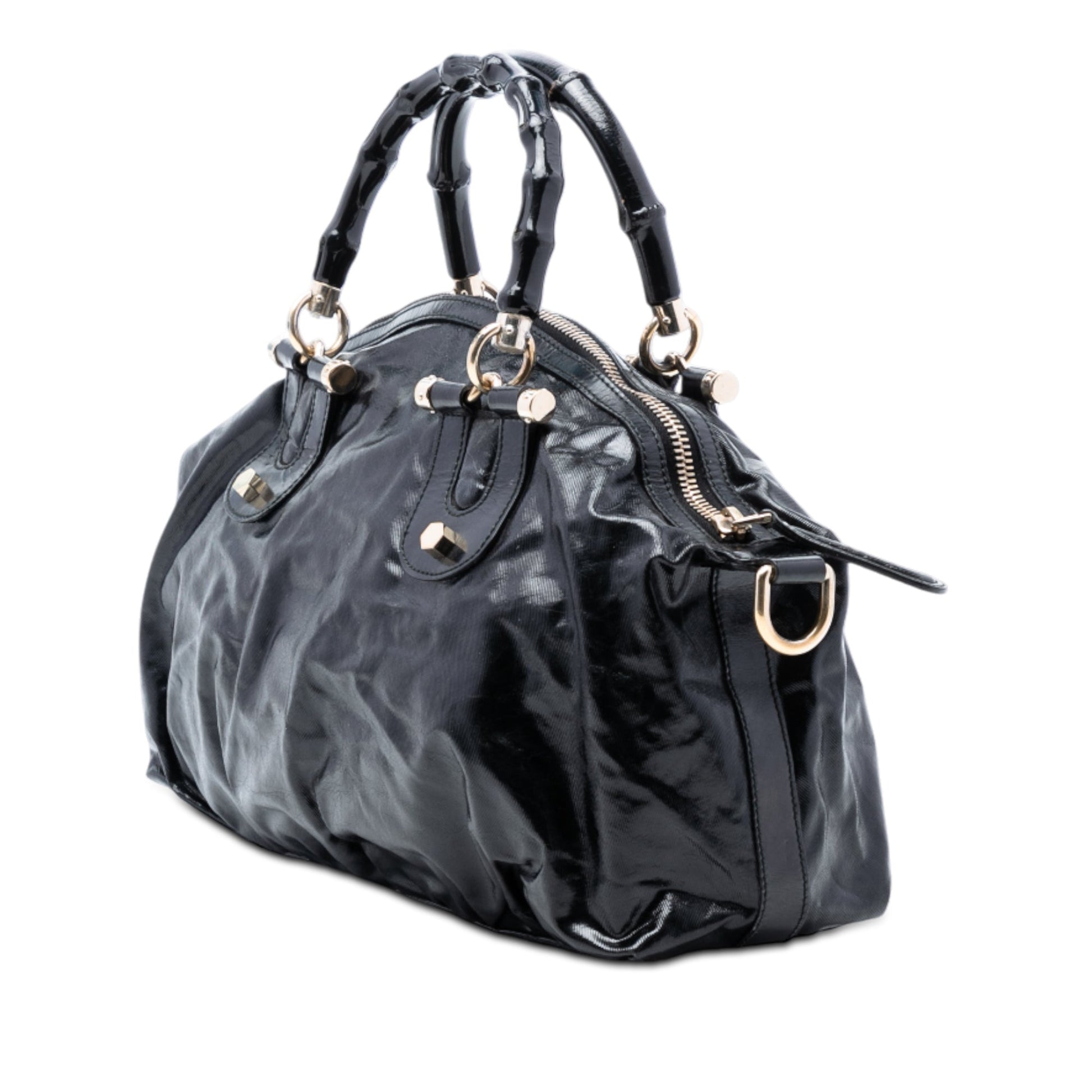 Gucci Coated Canvas Bamboo Dialux Pop Satchel