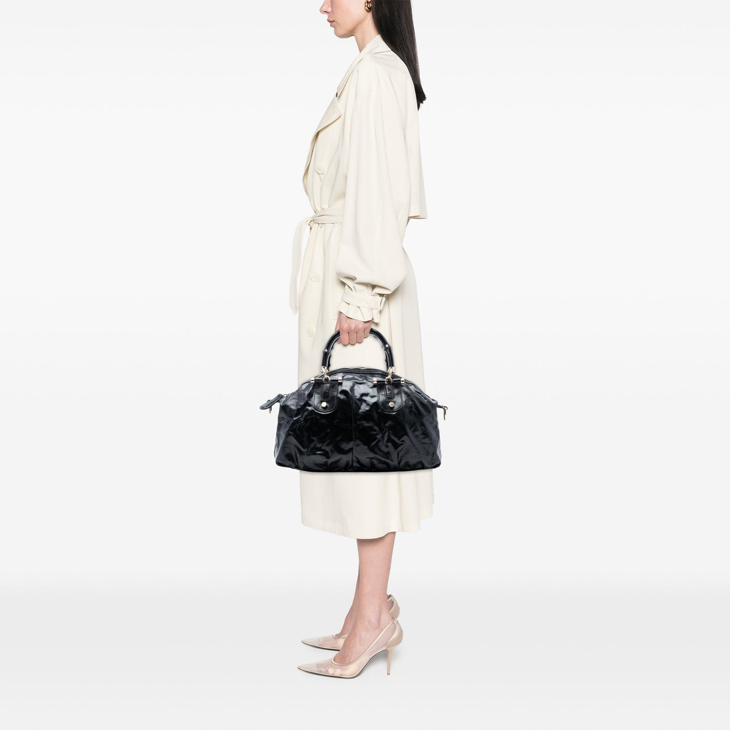 Gucci Coated Canvas Bamboo Dialux Pop Satchel