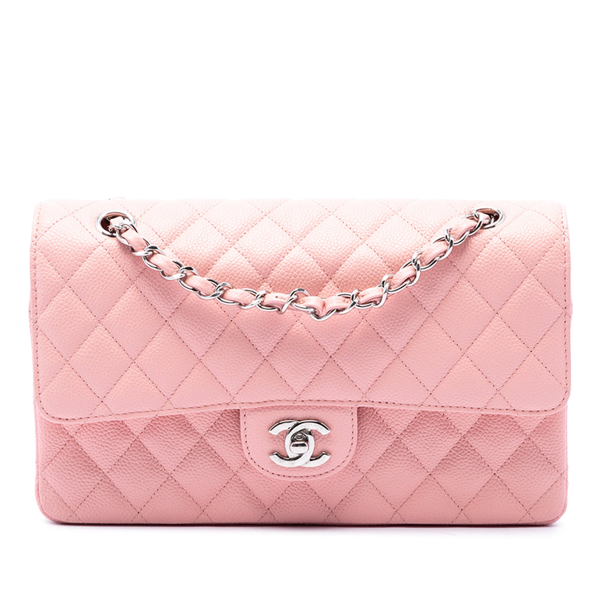 Chanel Medium Classic Caviar Double Flap — Pink