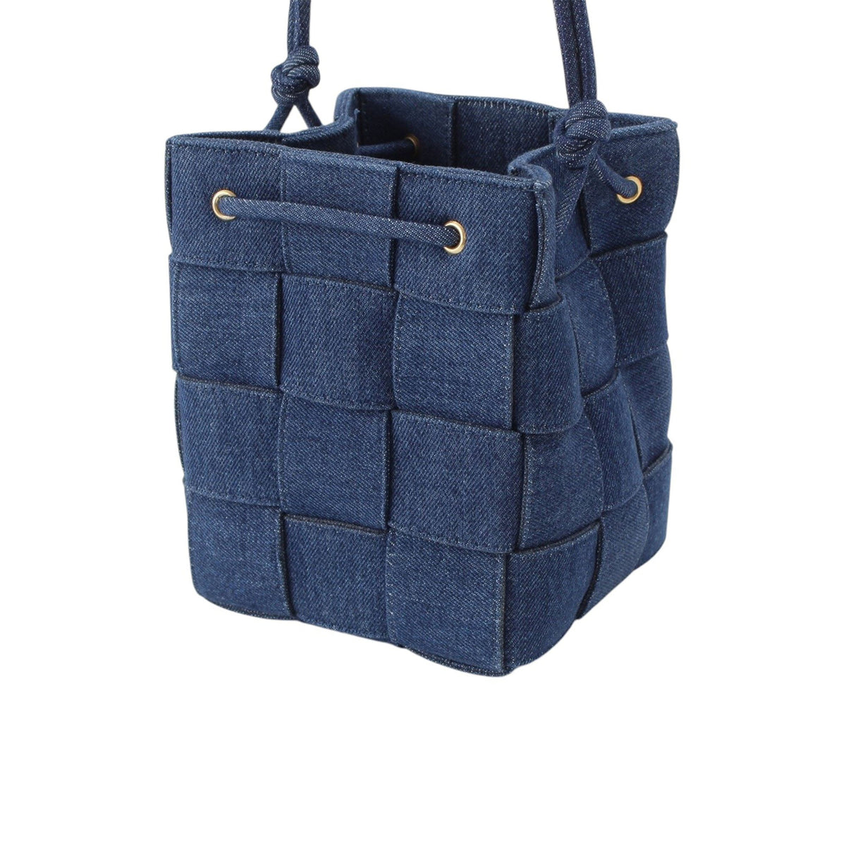 Bottega Veneta Small Denim Maxi Intrecciato Cassette Bucket Bag