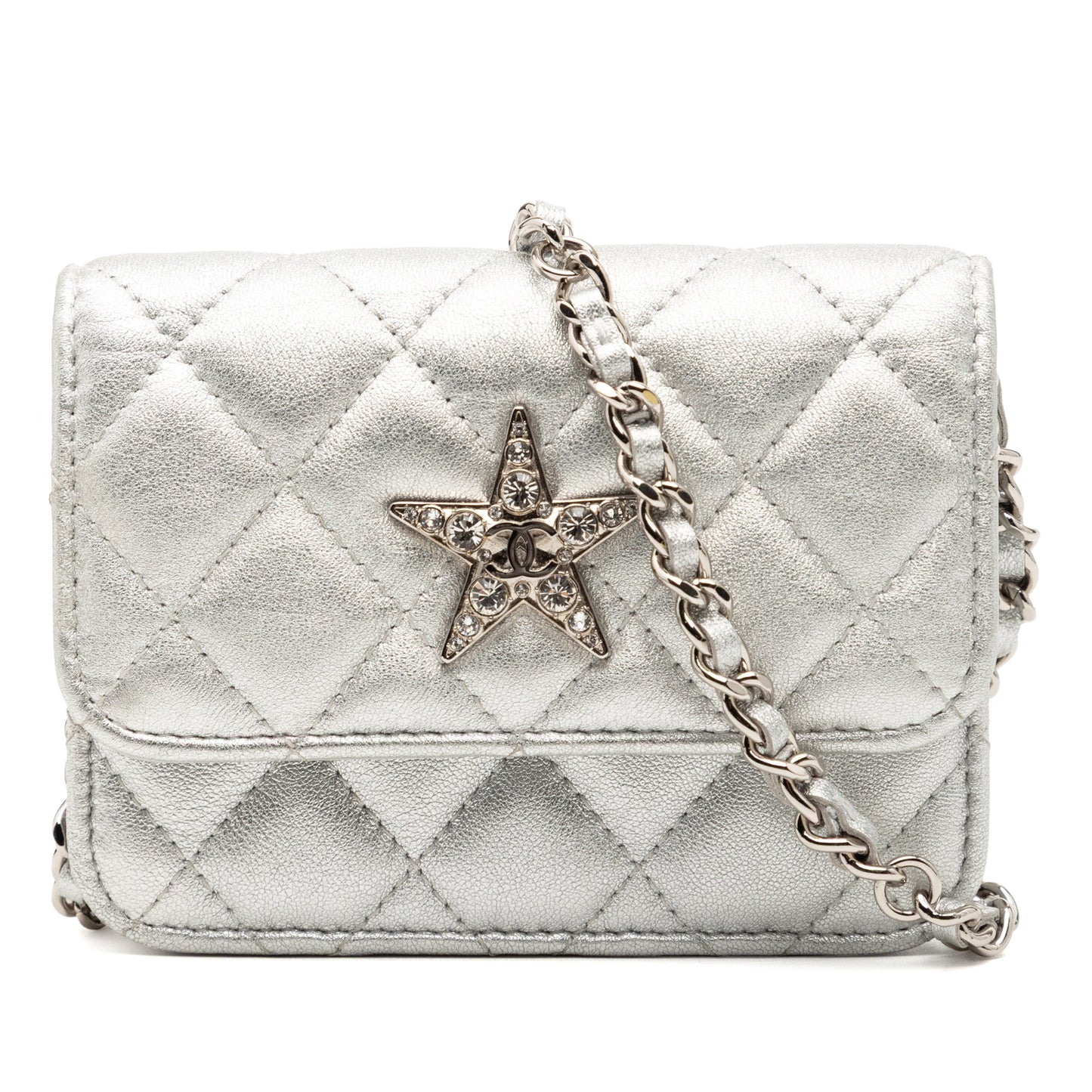 Chanel Metallic Lambskin Crystal Star Chain Belt Bag