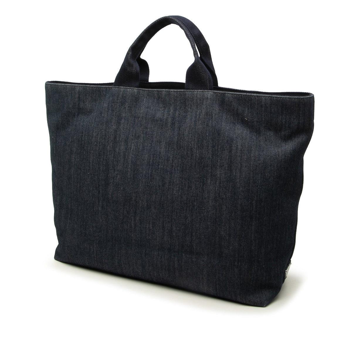 Prada Debossed Denim Logo Drill Tote — Blue