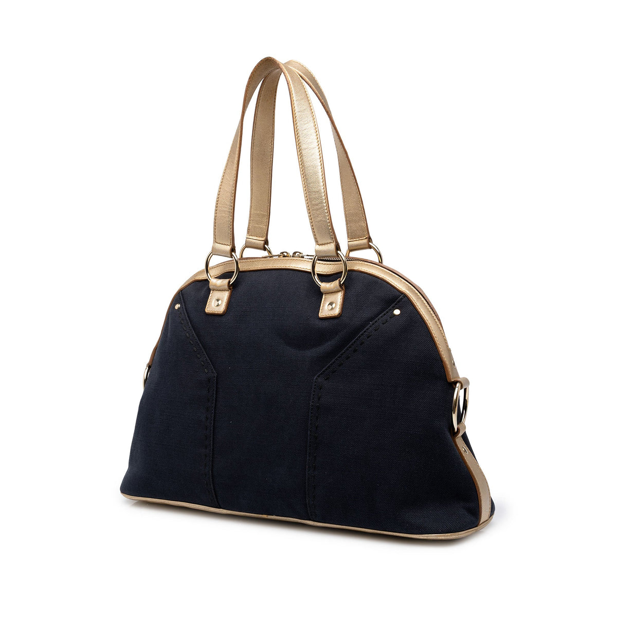 Saint Laurent Large Canvas Muse Handbag — Blue