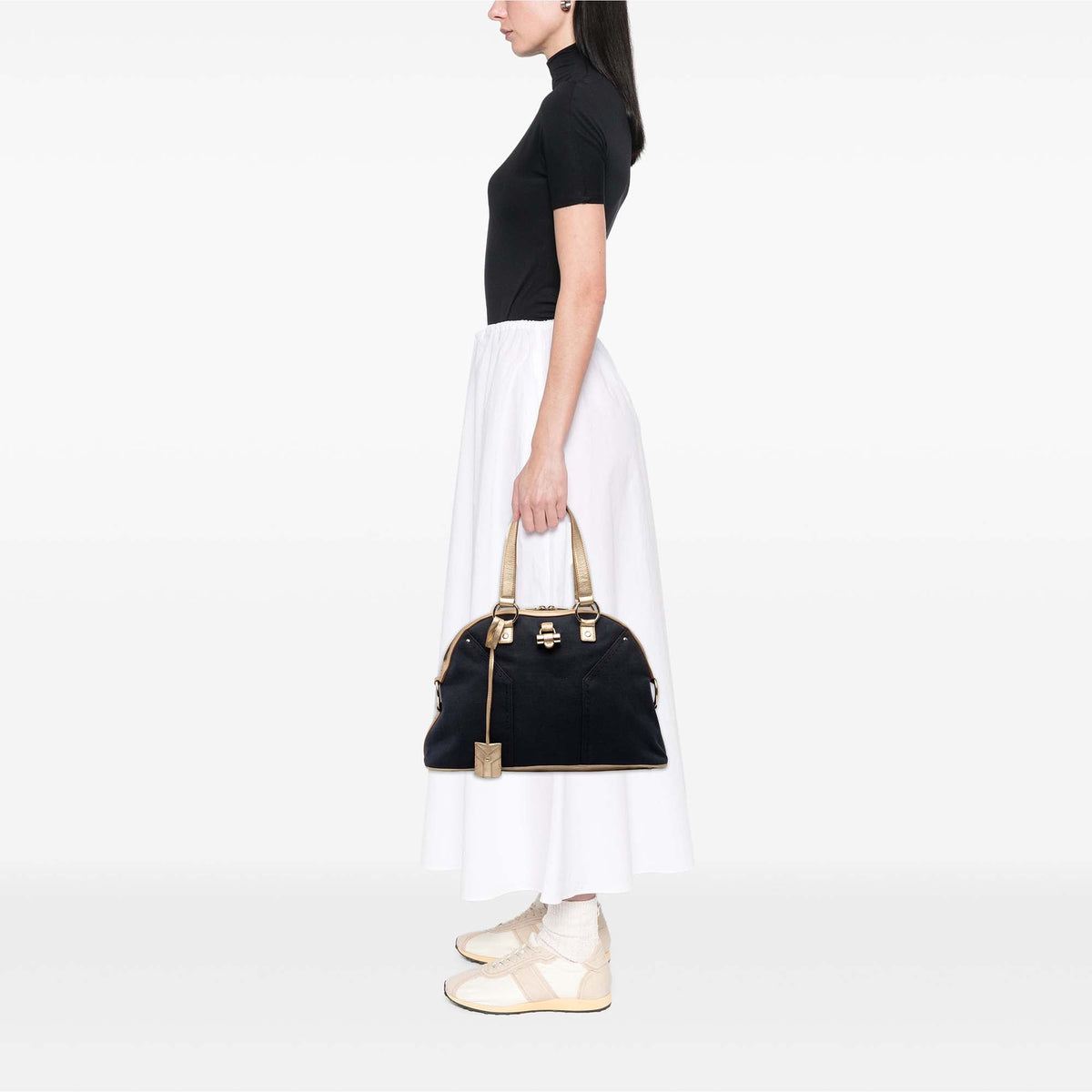 Saint Laurent Large Canvas Muse Handbag — Blue