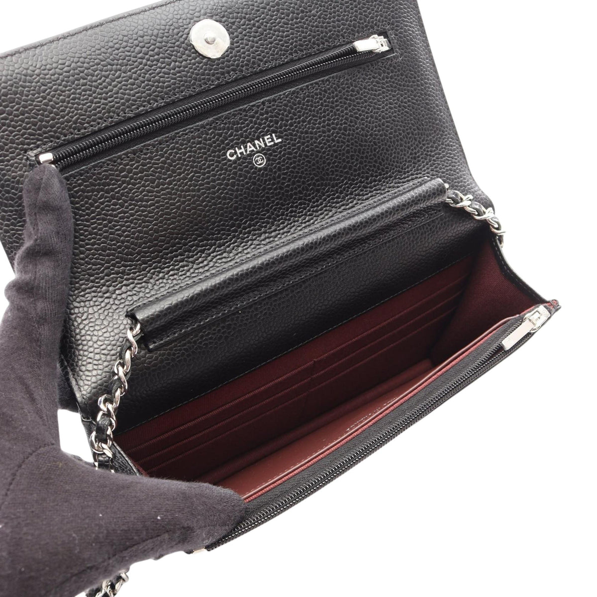 Chanel CC Quilted Caviar Wallet on Chain