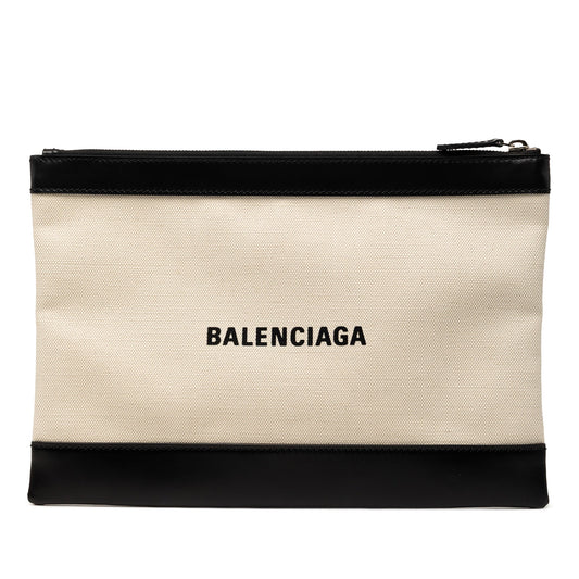 Balenciaga Canvas Navy Clip Clutch M