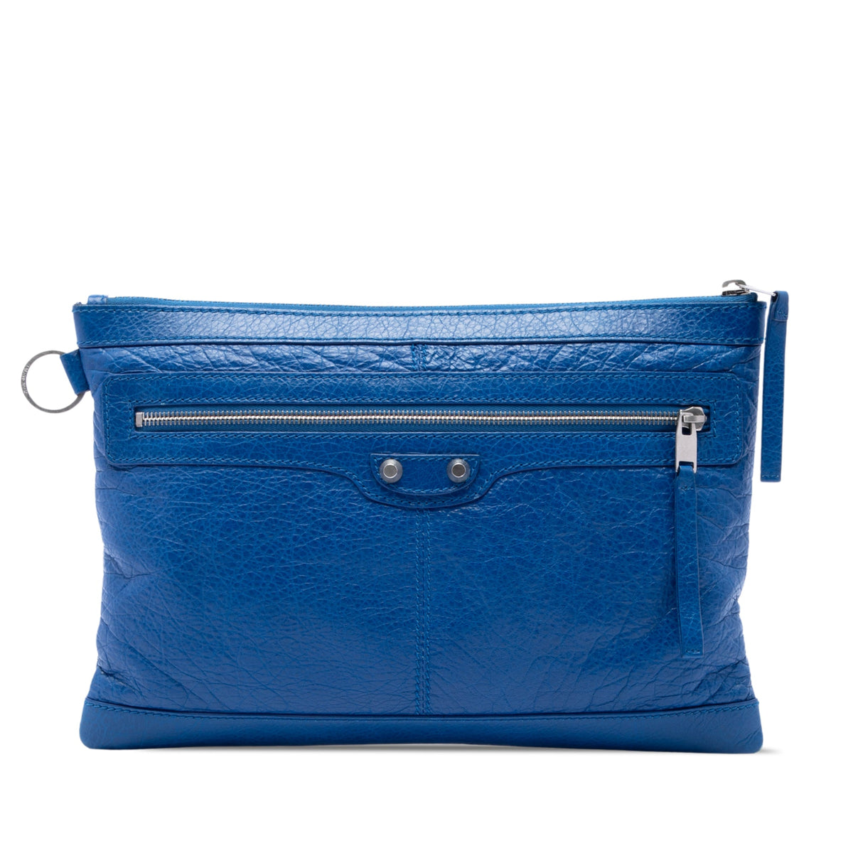 Balenciaga Lambskin Motocross Classic Clip Clutch M — Blue