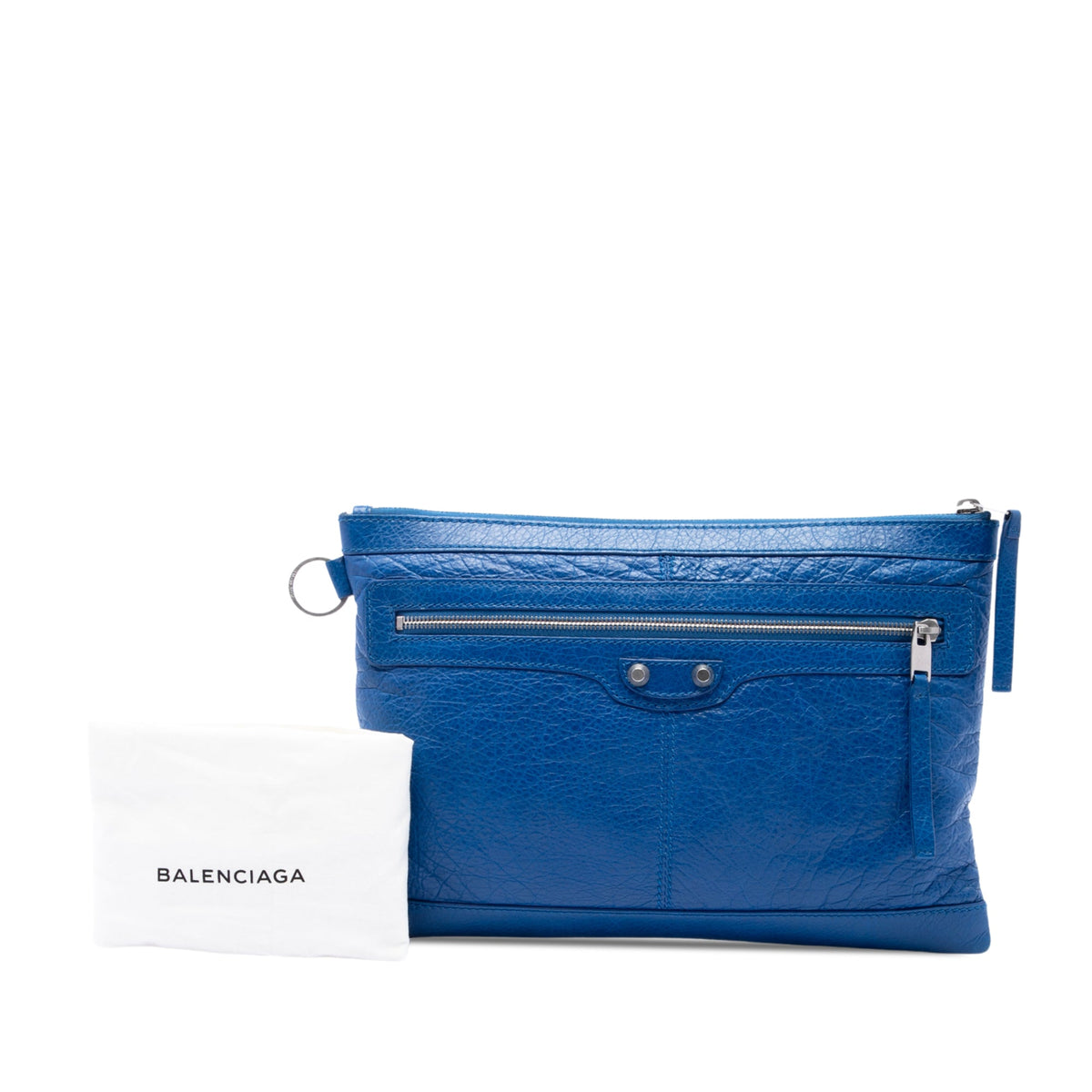 Balenciaga Lambskin Motocross Classic Clip Clutch M — Blue