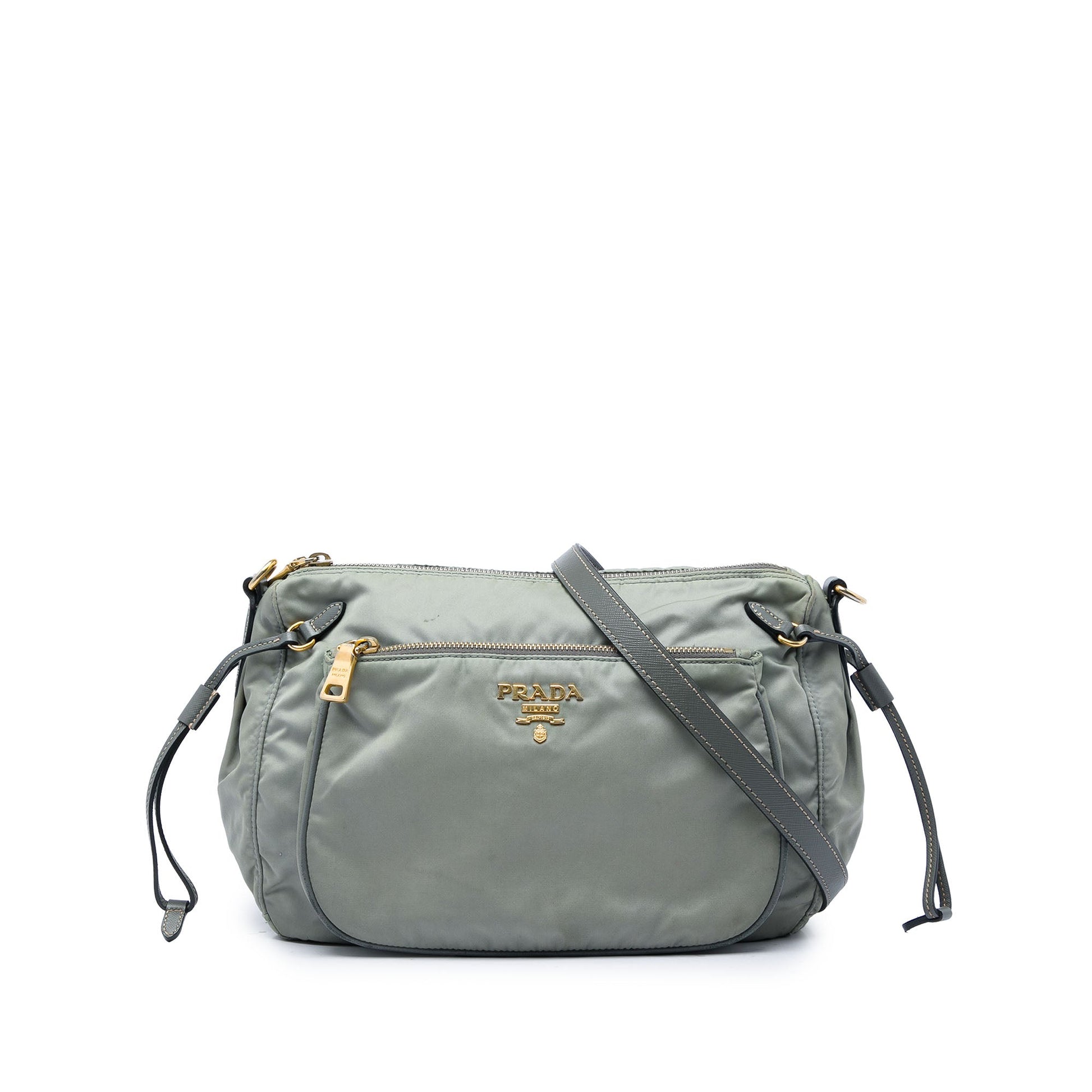 Prada Saffiano Trimmed Tessuto Zip Top Crossbody