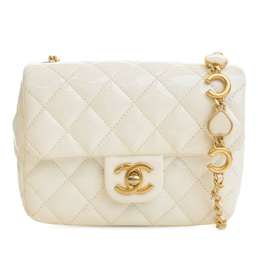Chanel Mini Square Classic Patent Enamel Coco Hearts Single Flap