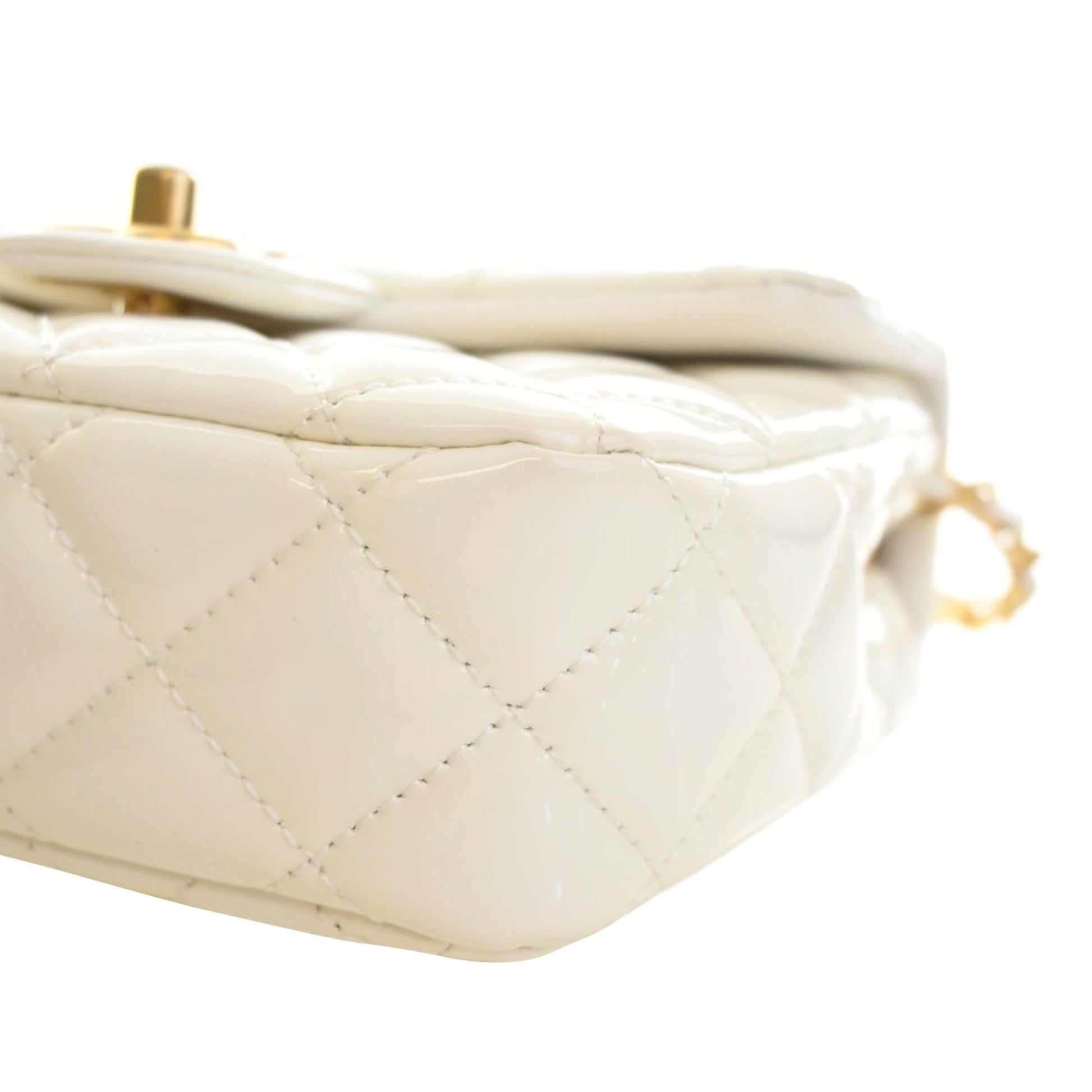 Chanel Mini Square Classic Patent Enamel Coco Hearts Single Flap