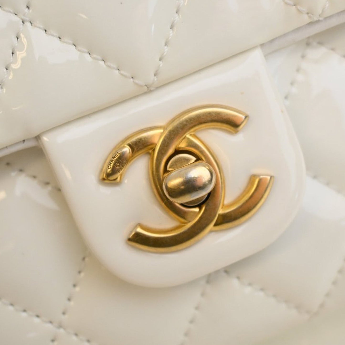 Chanel Mini Square Classic Patent Enamel Coco Hearts Single Flap